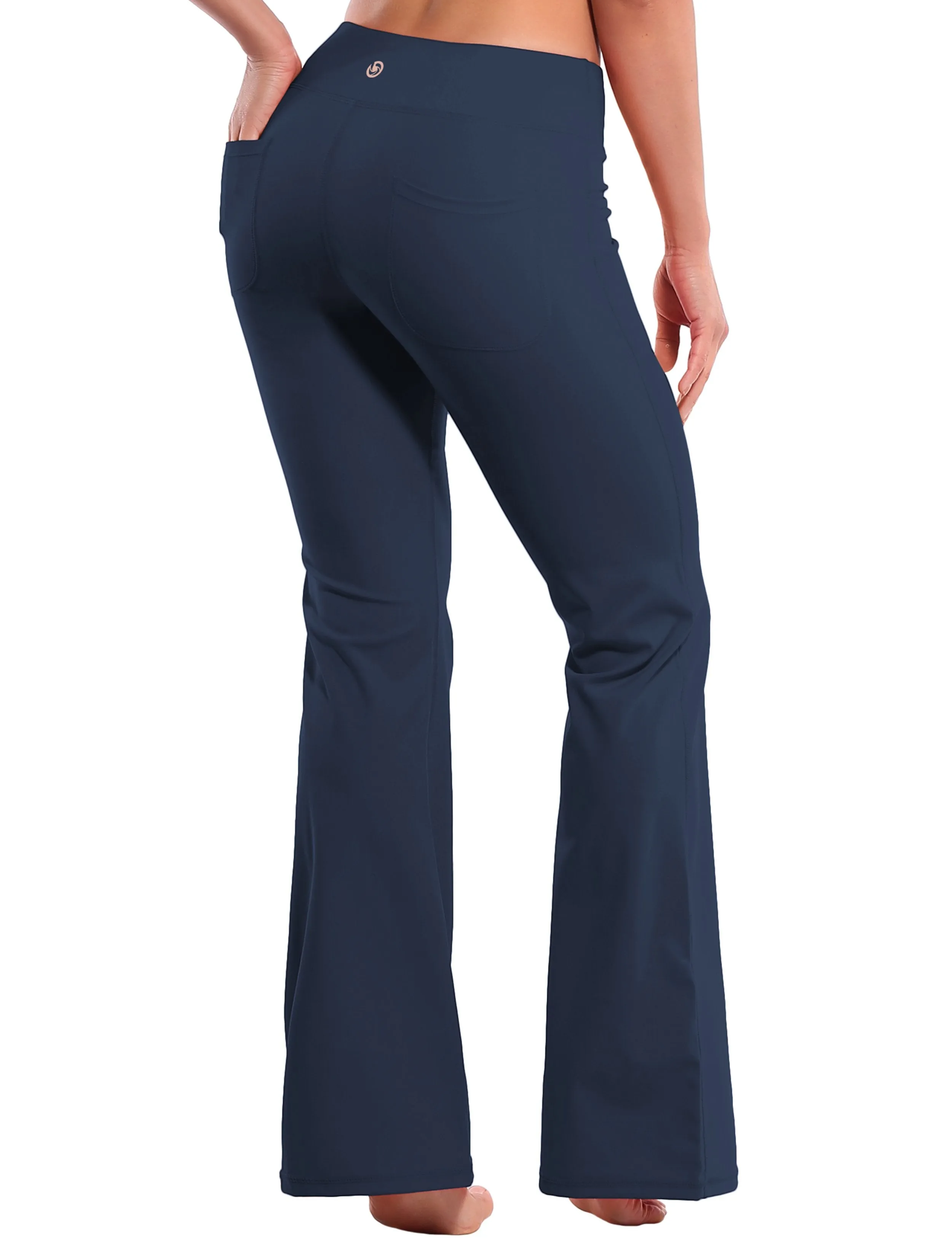 29" 31" 33" 35" Bootcut Leggings with Pockets darknavy ins_yogastudio
