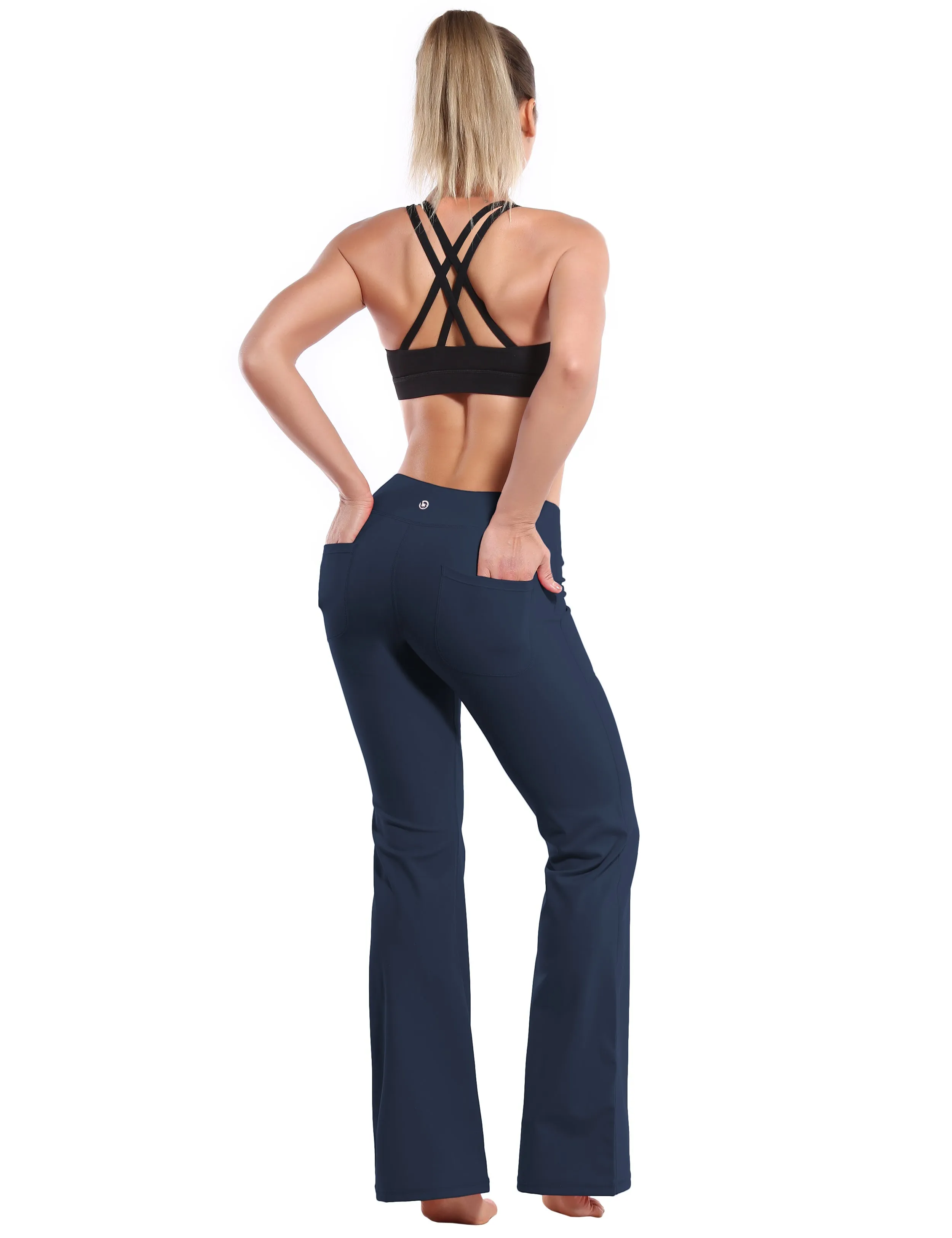 29" 31" 33" 35" Bootcut Leggings with Pockets darknavy_Biking