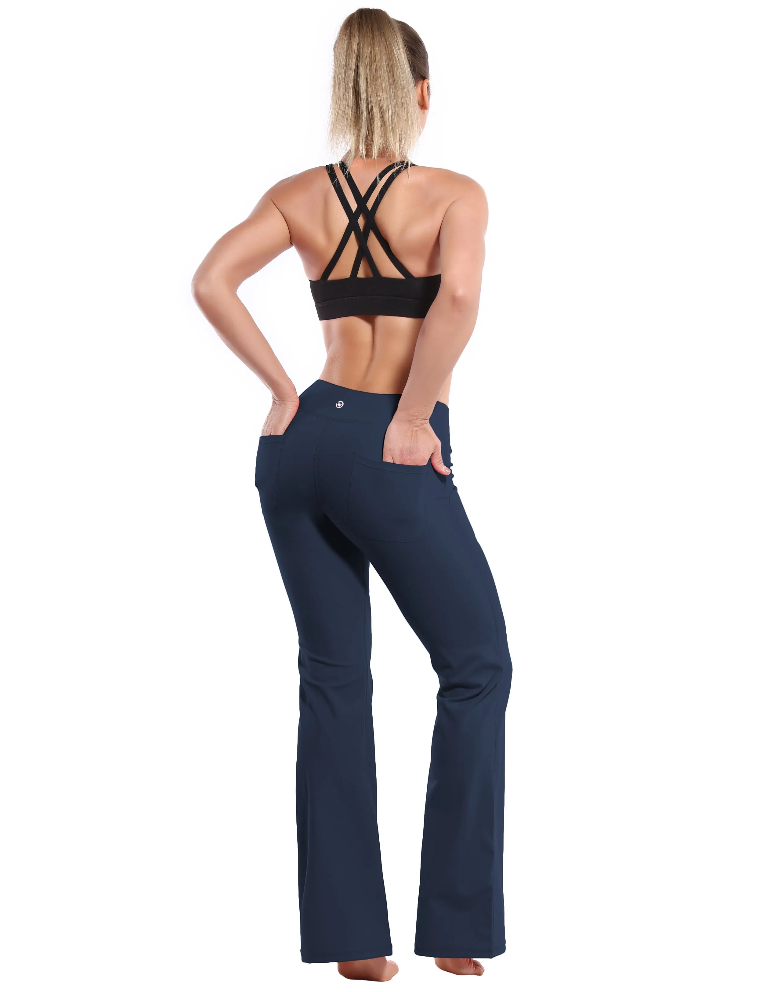 29" 31" 33" 35" Bootcut Leggings with Pockets darknavy_Gym