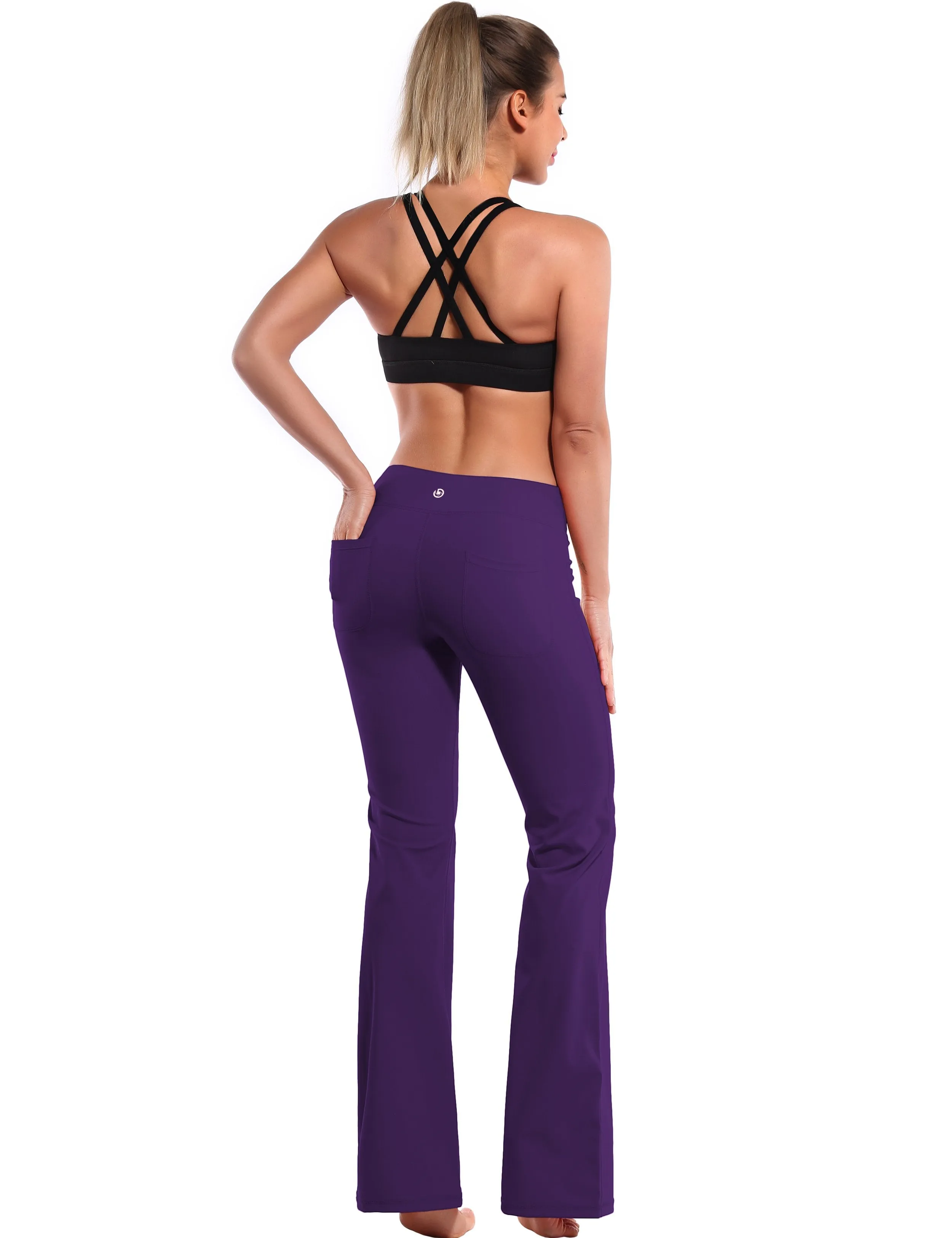 29" 31" 33" 35" Bootcut Leggings with Pockets eggplantpurple ins_Jogging