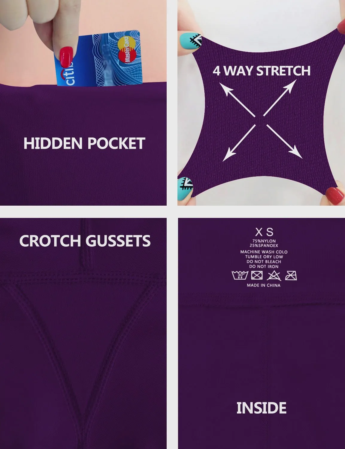 29" 31" 33" 35" Bootcut Leggings with Pockets eggplantpurple ins_Tall Size