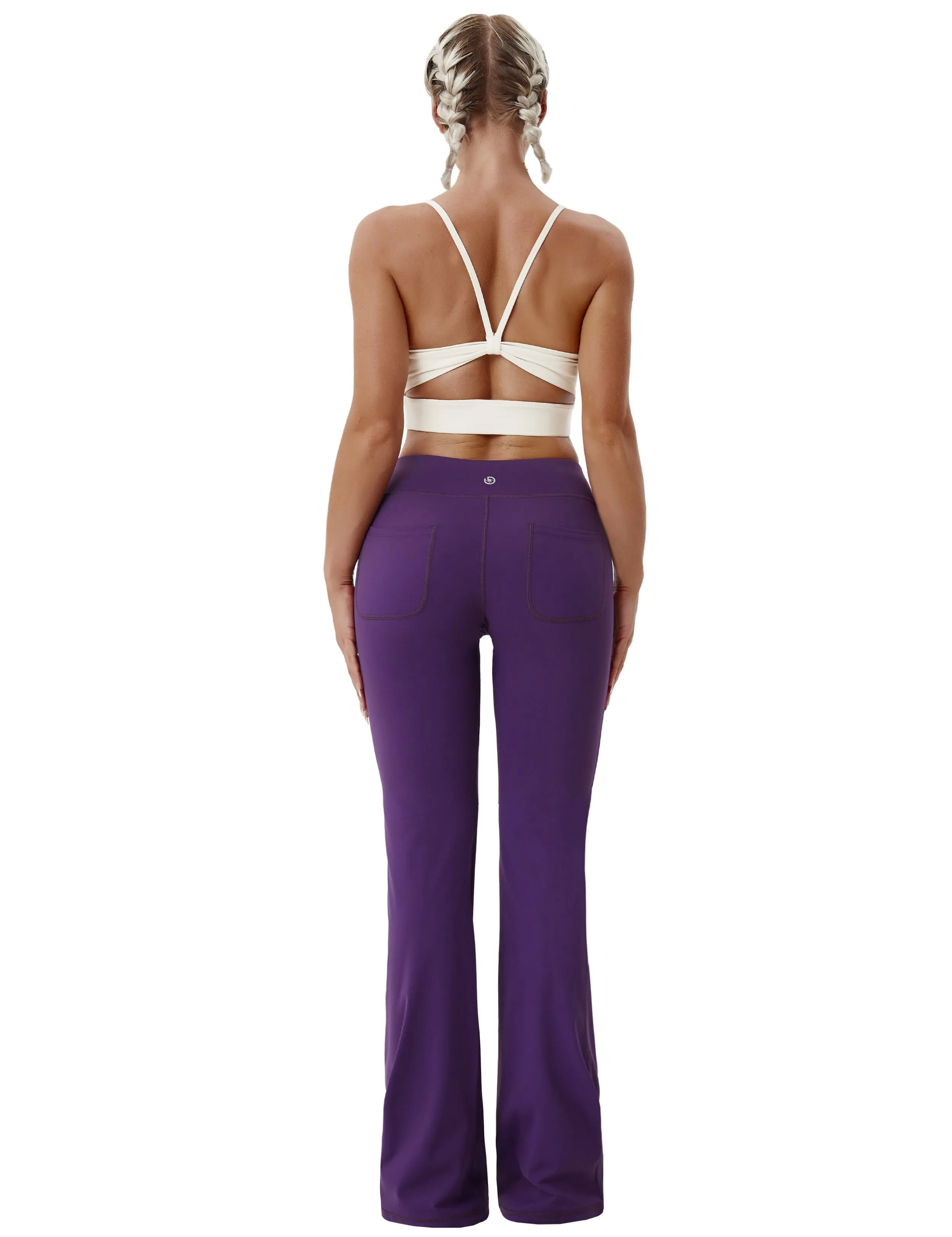 29" 31" 33" 35" Bootcut Leggings with Pockets eggplantpurple_Plus Size