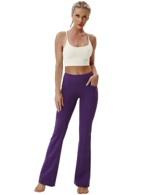 29" 31" 33" 35" Bootcut Leggings with Pockets eggplantpurple_Plus Size