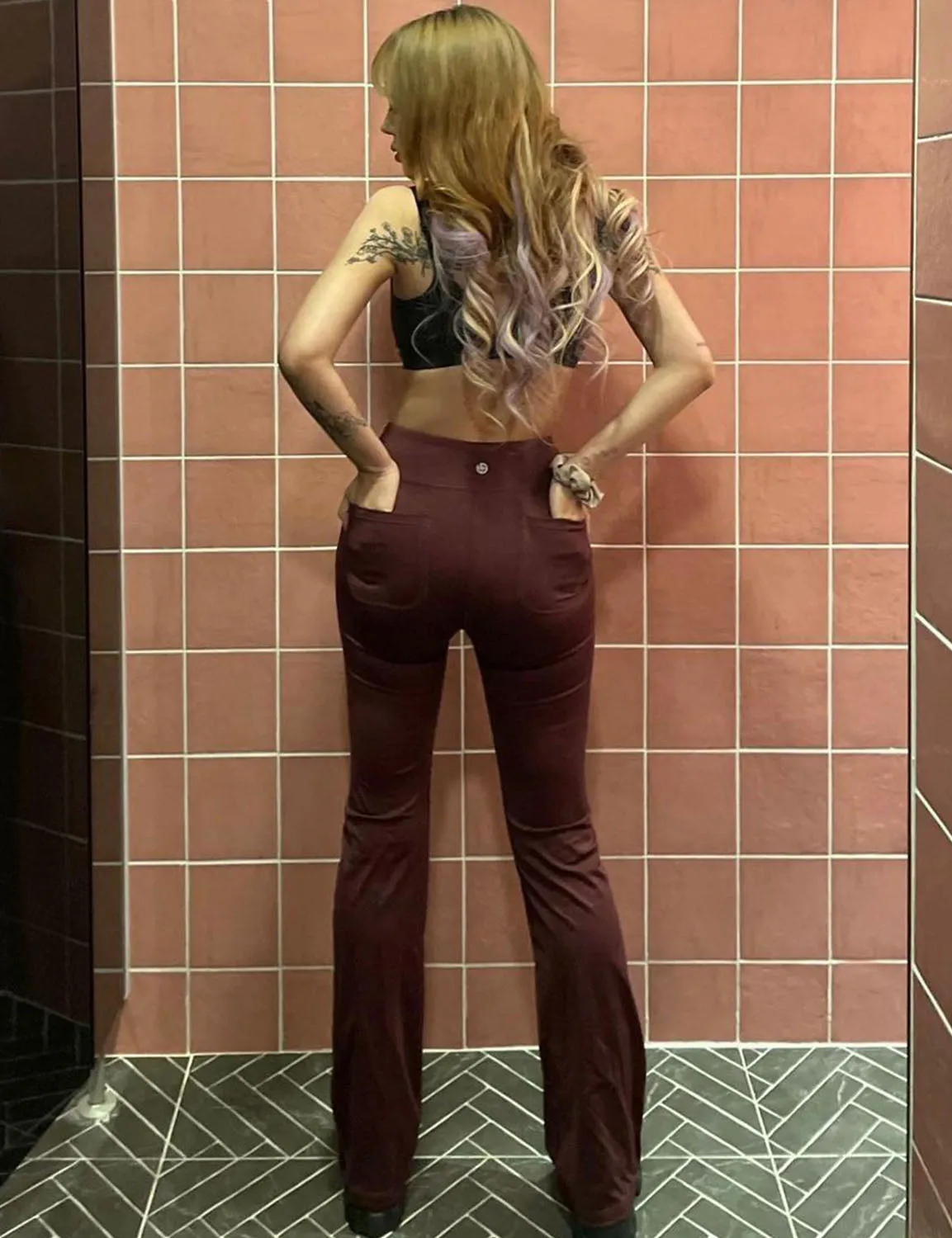 29" 31" 33" 35" Bootcut Leggings with Pockets mahoganymaroon ins_Tall Size