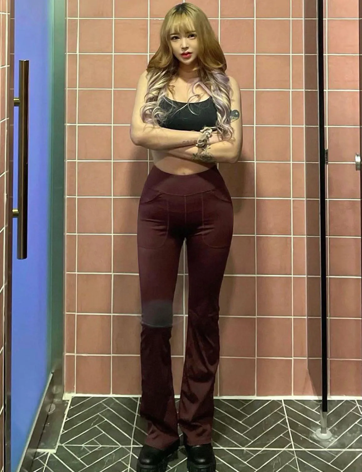 29" 31" 33" 35" Bootcut Leggings with Pockets mahoganymaroon ins_Tall Size