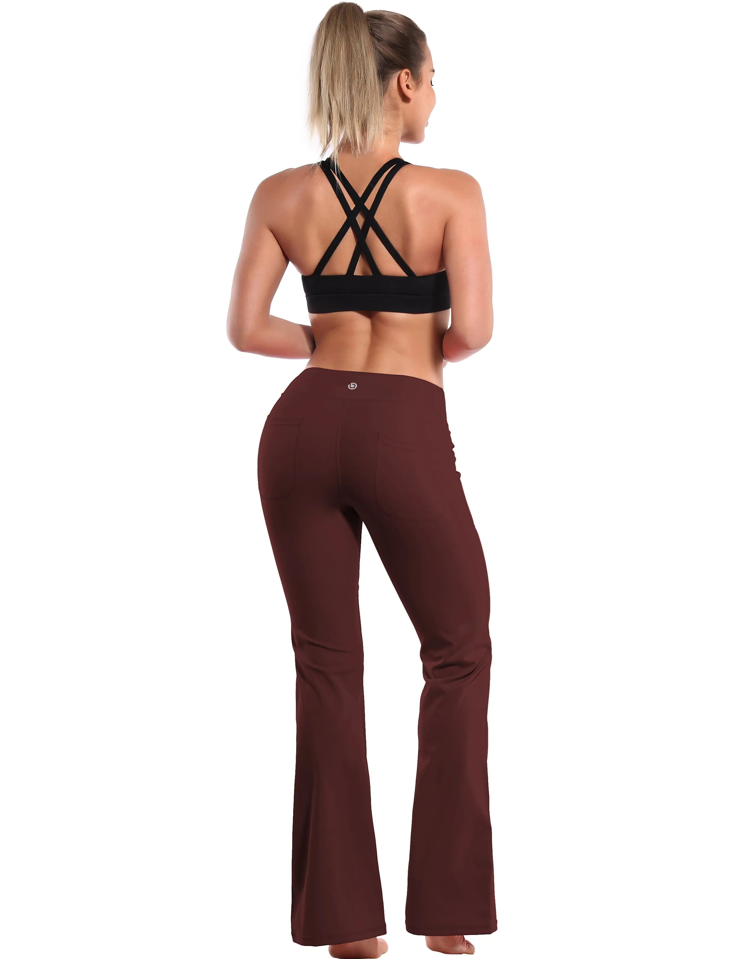 29" 31" 33" 35" Bootcut Leggings with Pockets mahoganymaroon ins_Tall Size