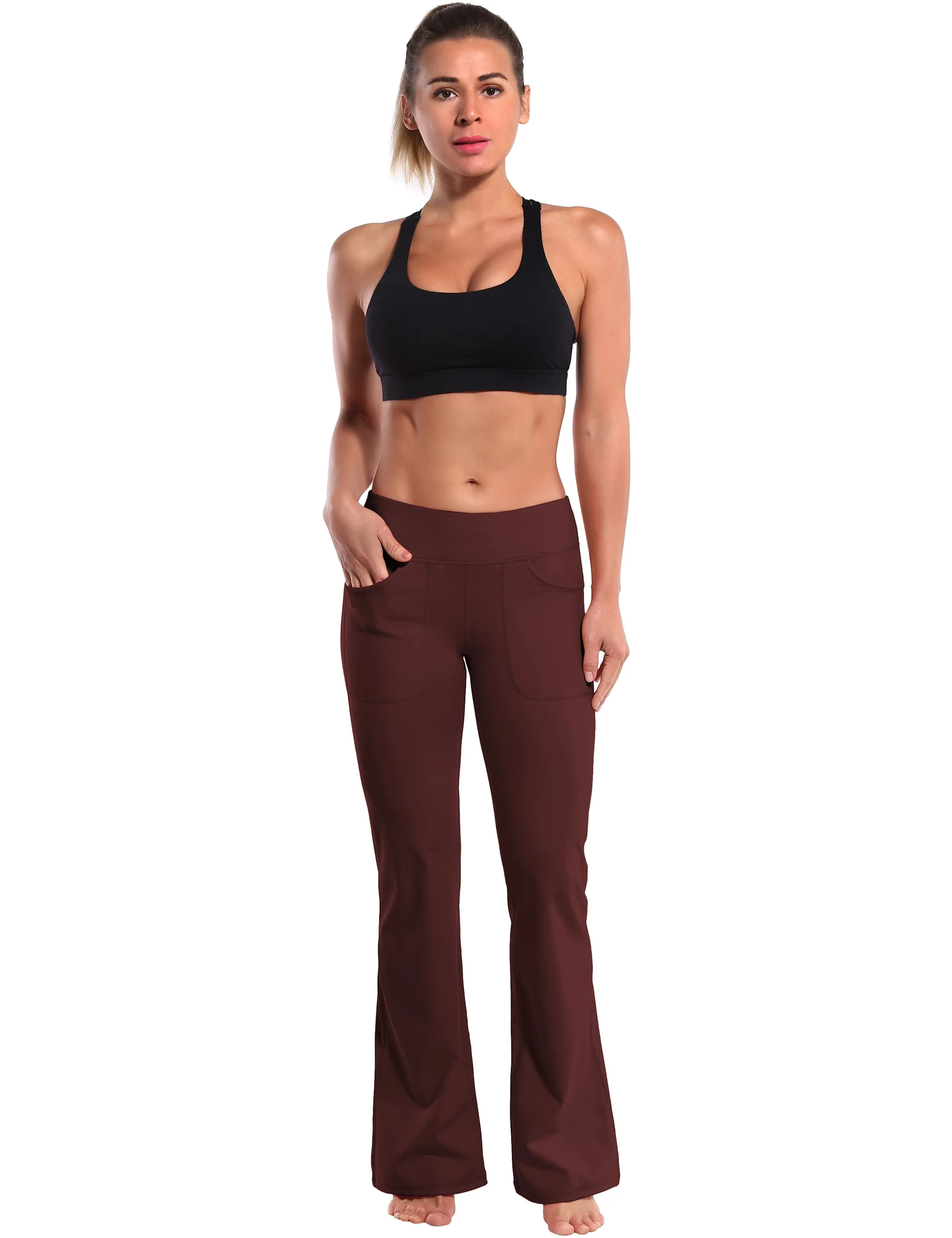 29" 31" 33" 35" Bootcut Leggings with Pockets mahoganymaroon ins_Tall Size