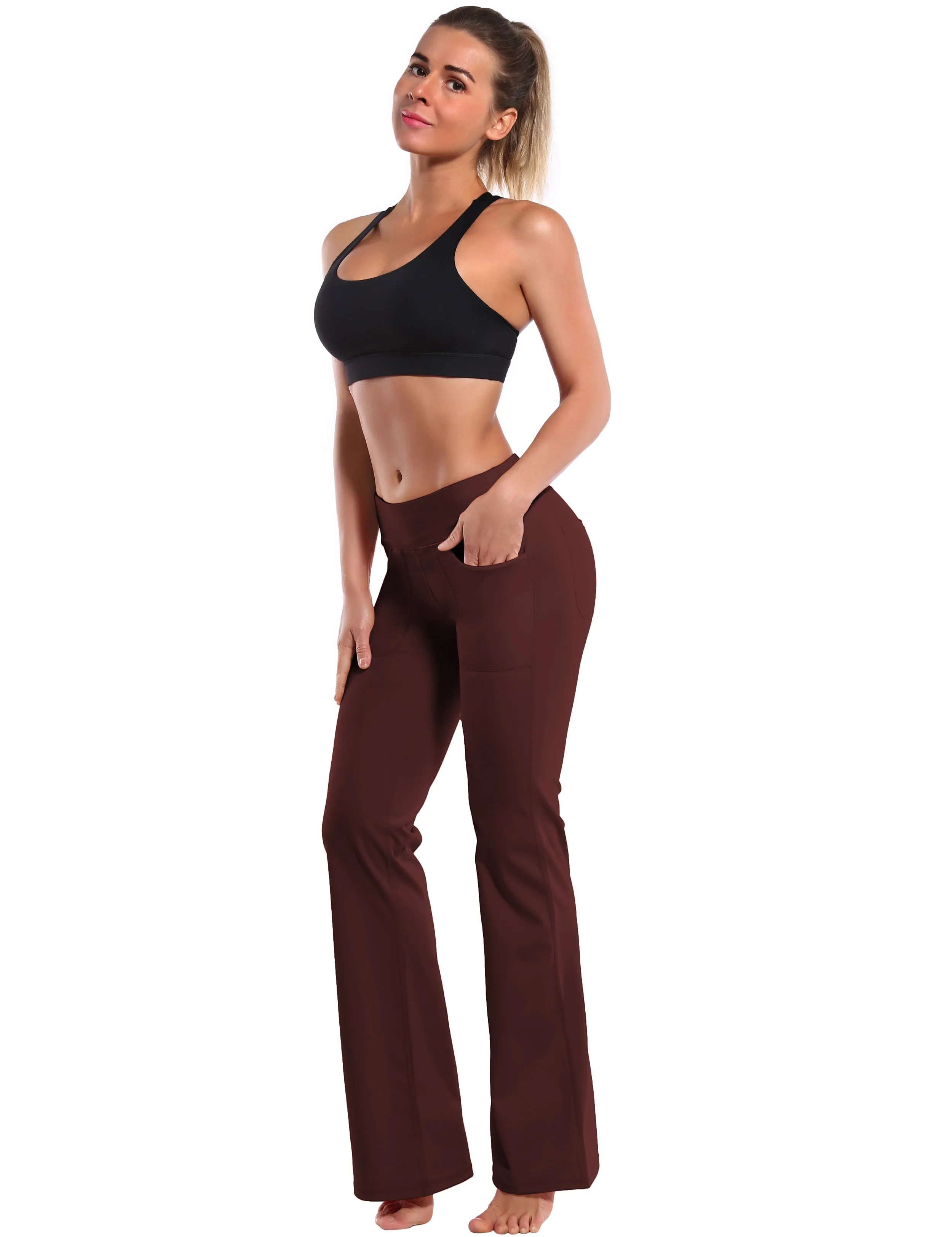 29" 31" 33" 35" Bootcut Leggings with Pockets mahoganymaroon_Jogging