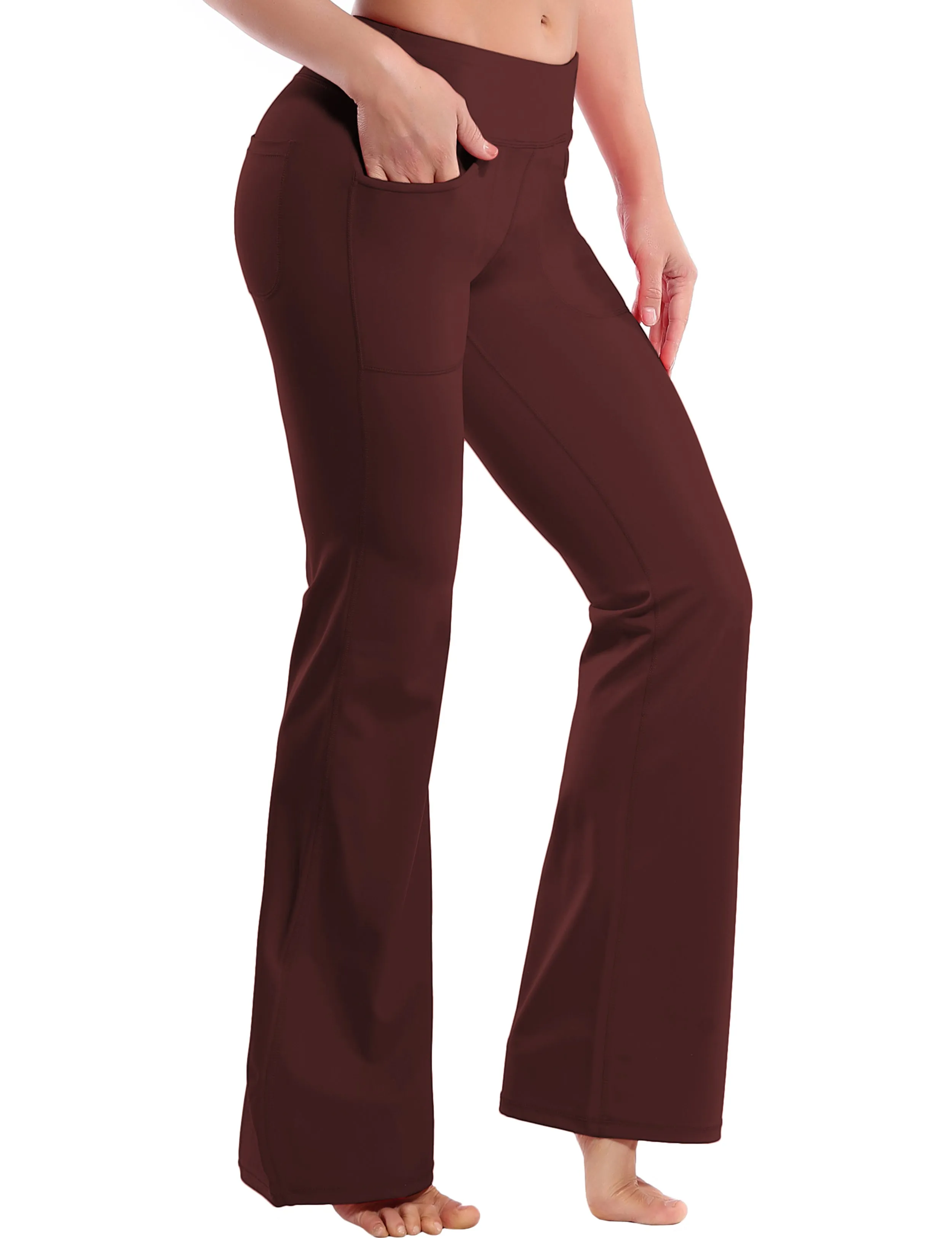 29" 31" 33" 35" Bootcut Leggings with Pockets mahoganymaroon_Jogging