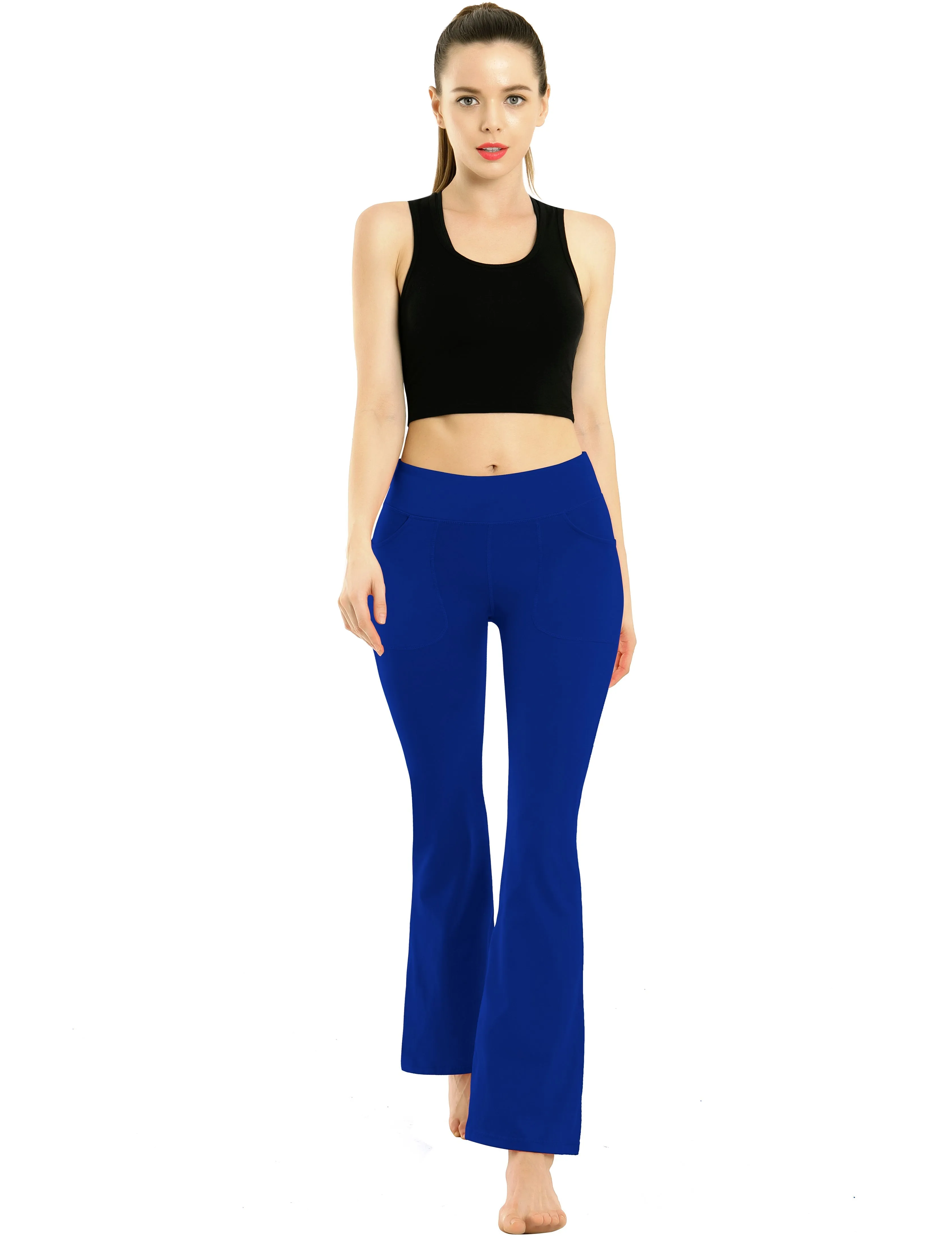 29" 31" 33" 35" Bootcut Leggings with Pockets navy_Plus Size
