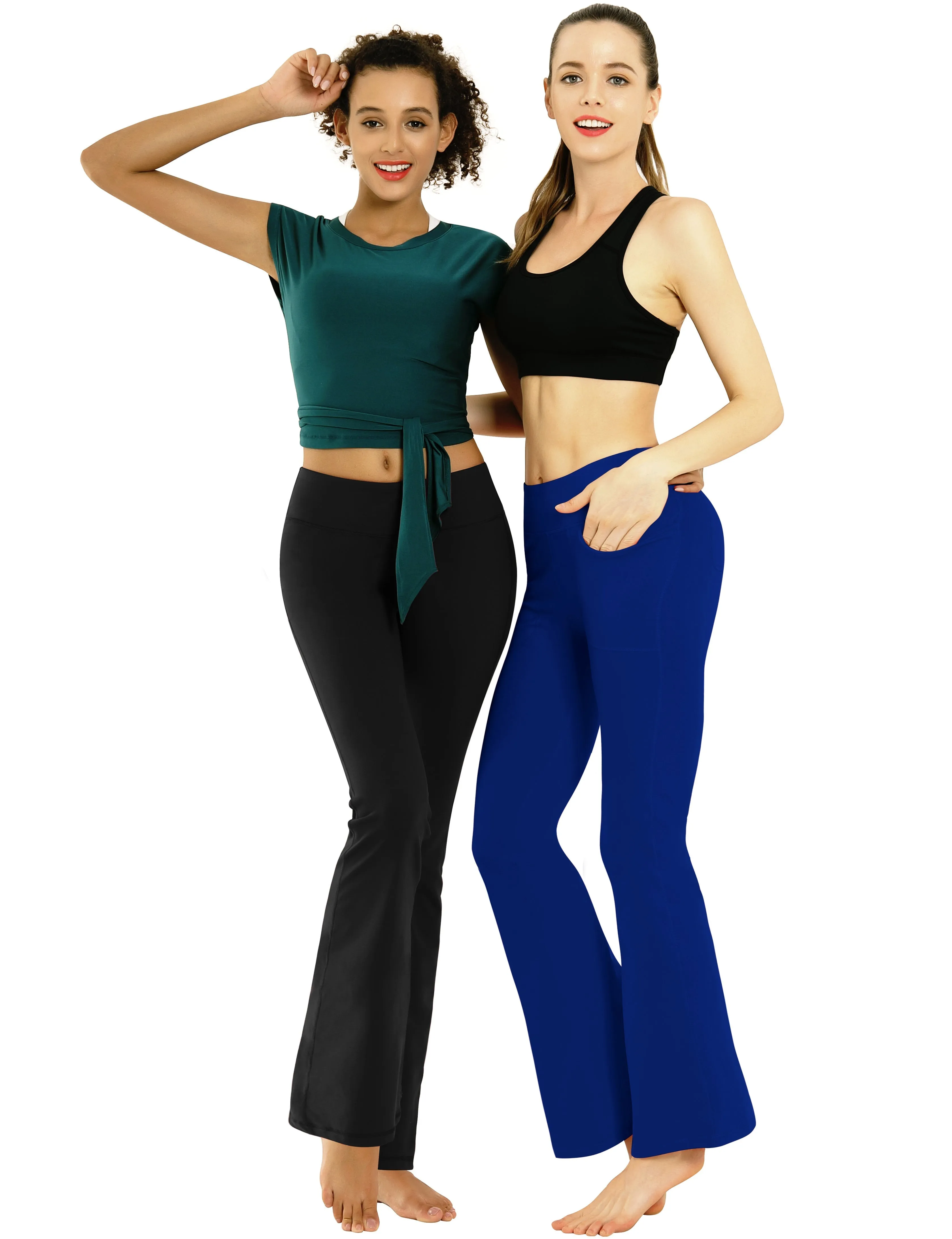 29" 31" 33" 35" Bootcut Leggings with Pockets navy_Plus Size