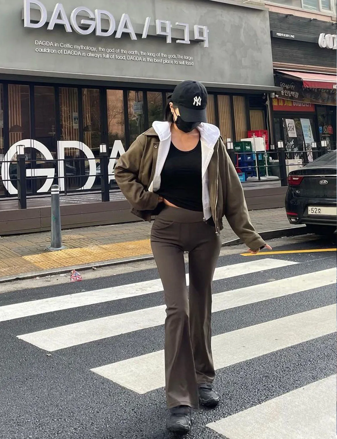 29" 31" 33" 35" Bootcut Leggings with Pockets olivegray ins_Golf