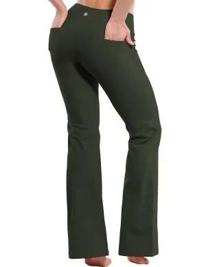29" 31" 33" 35" Bootcut Leggings with Pockets olivegray_Plus Size
