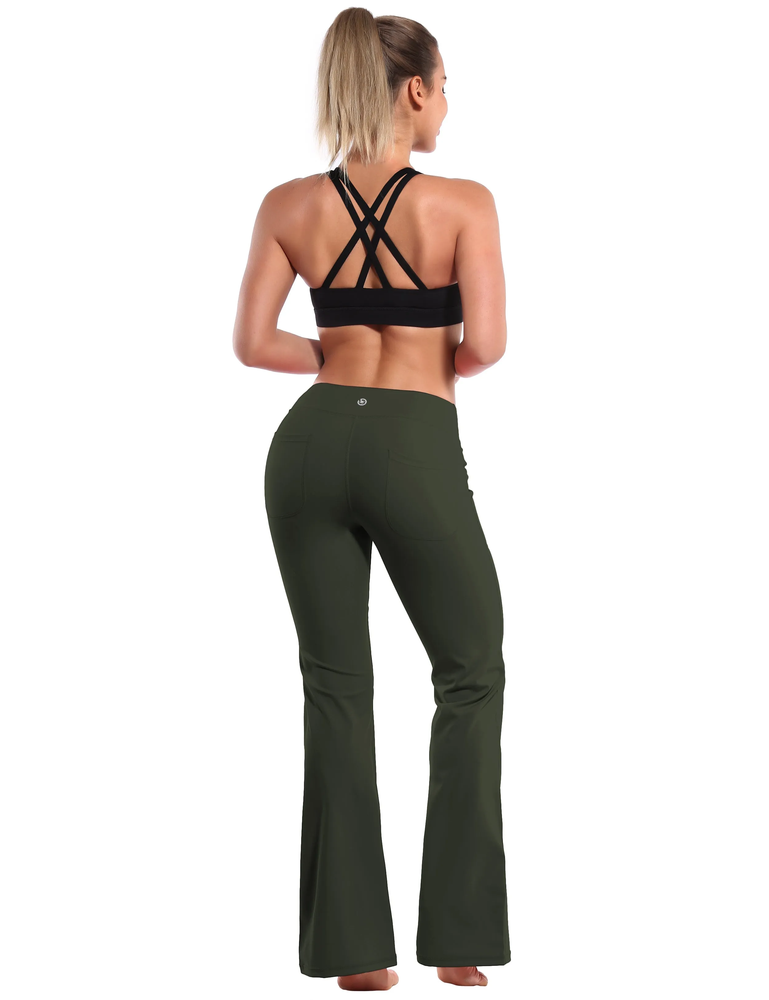 29" 31" 33" 35" Bootcut Leggings with Pockets olivegray_Plus Size