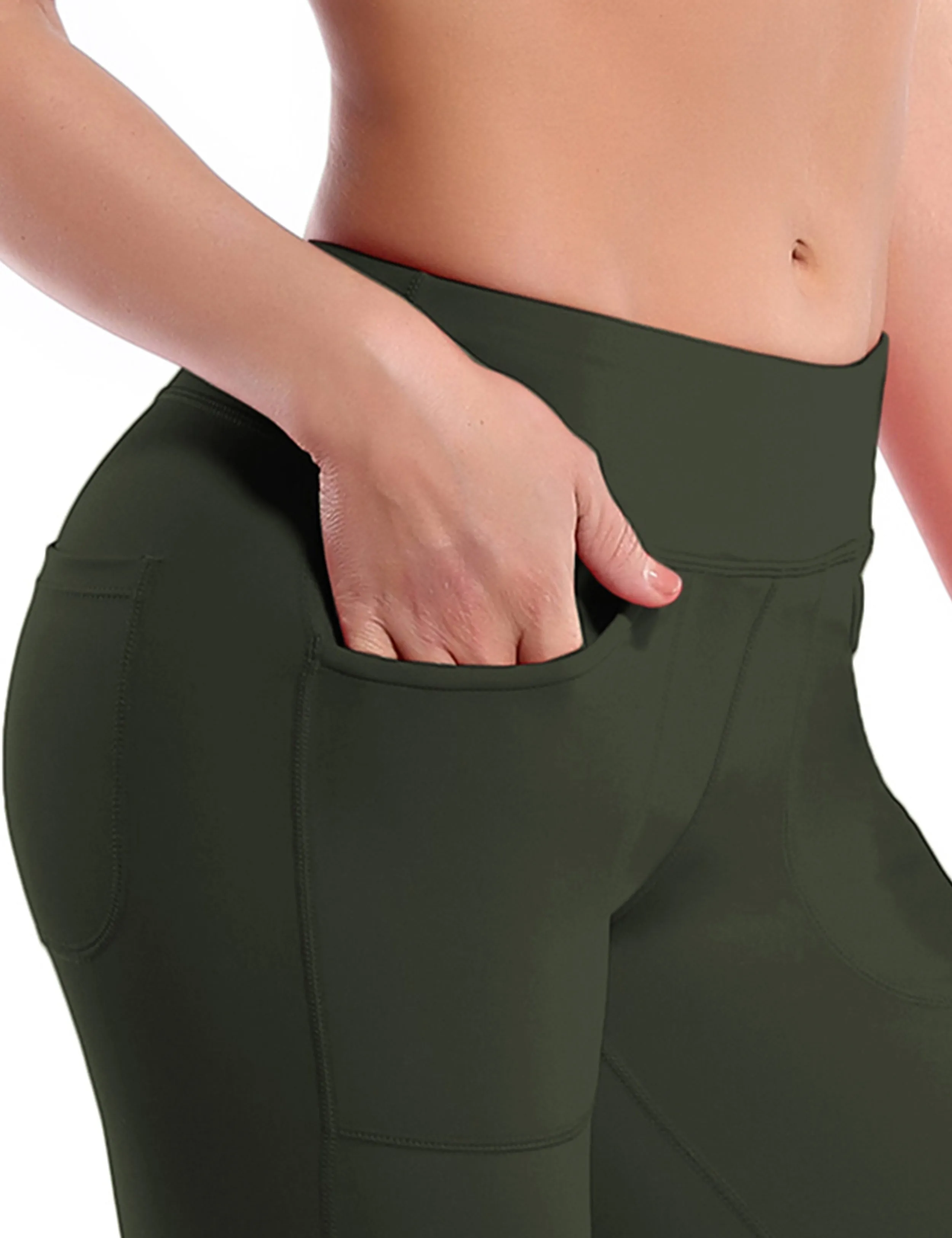 29" 31" 33" 35" Bootcut Leggings with Pockets olivegray_Plus Size