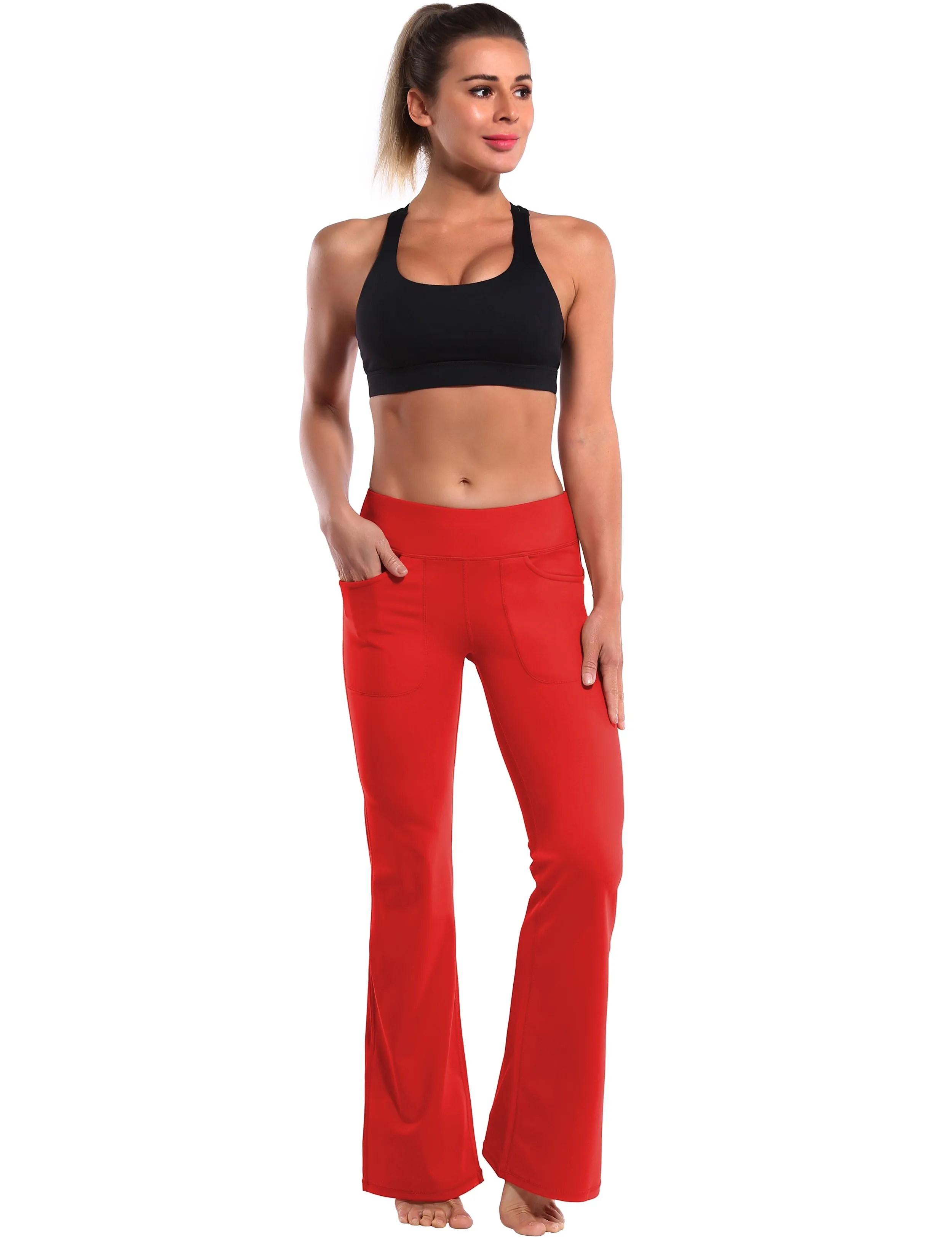 29" 31" 33" 35" Bootcut Leggings with Pockets scarlet_Tall Size