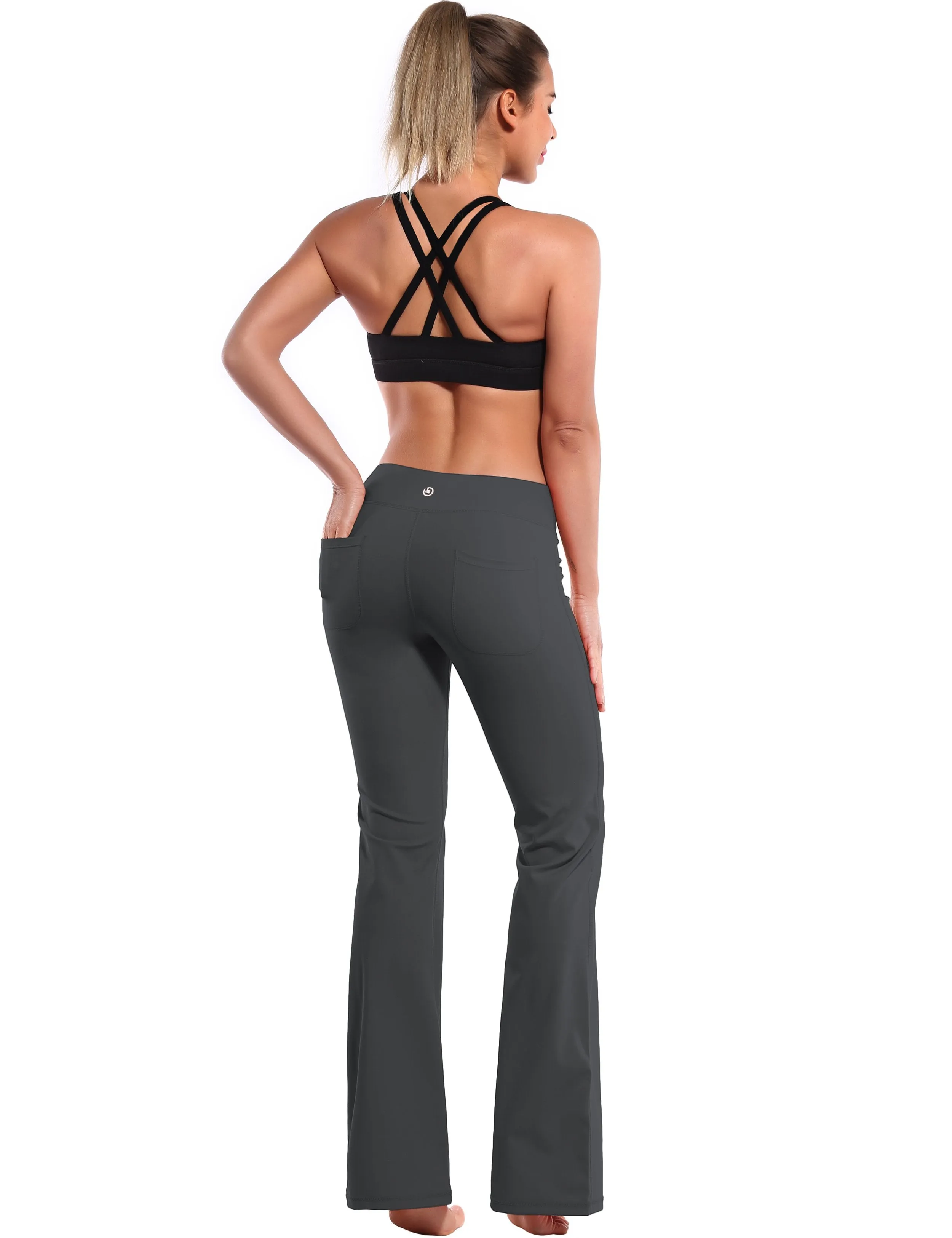 29" 31" 33" 35" Bootcut Leggings with Pockets shadowcharcoal ins_yogastudio