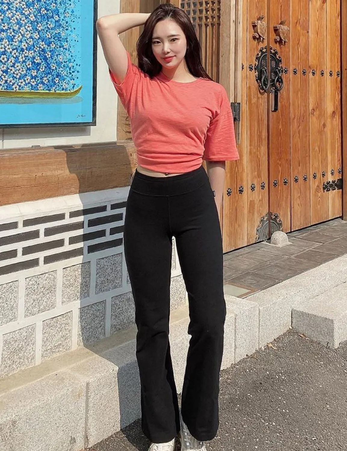 29" 31" 33" 35" Cotton Bootcut Leggings black ins_Biking
