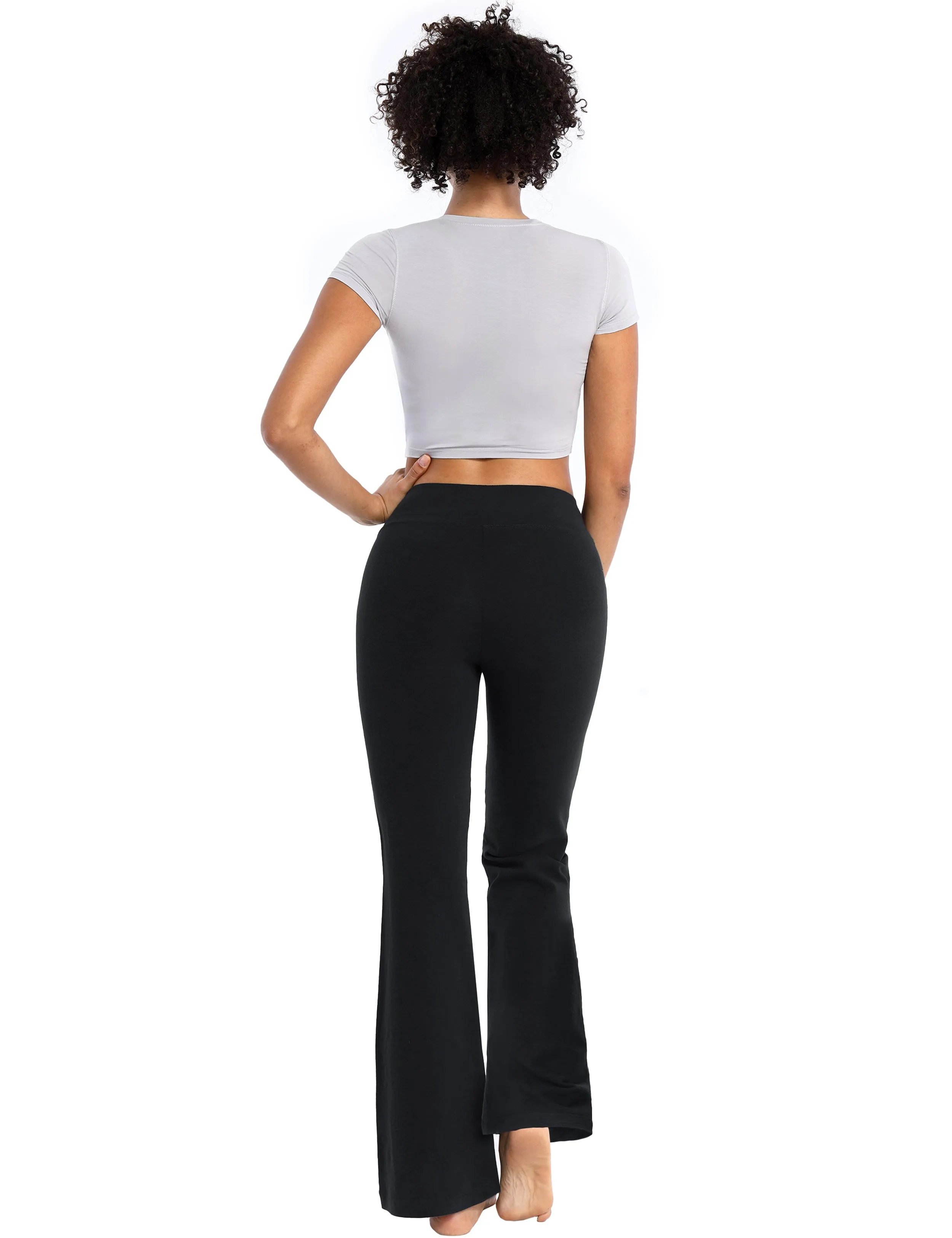 29" 31" 33" 35" Cotton Bootcut Leggings black_Plus Size