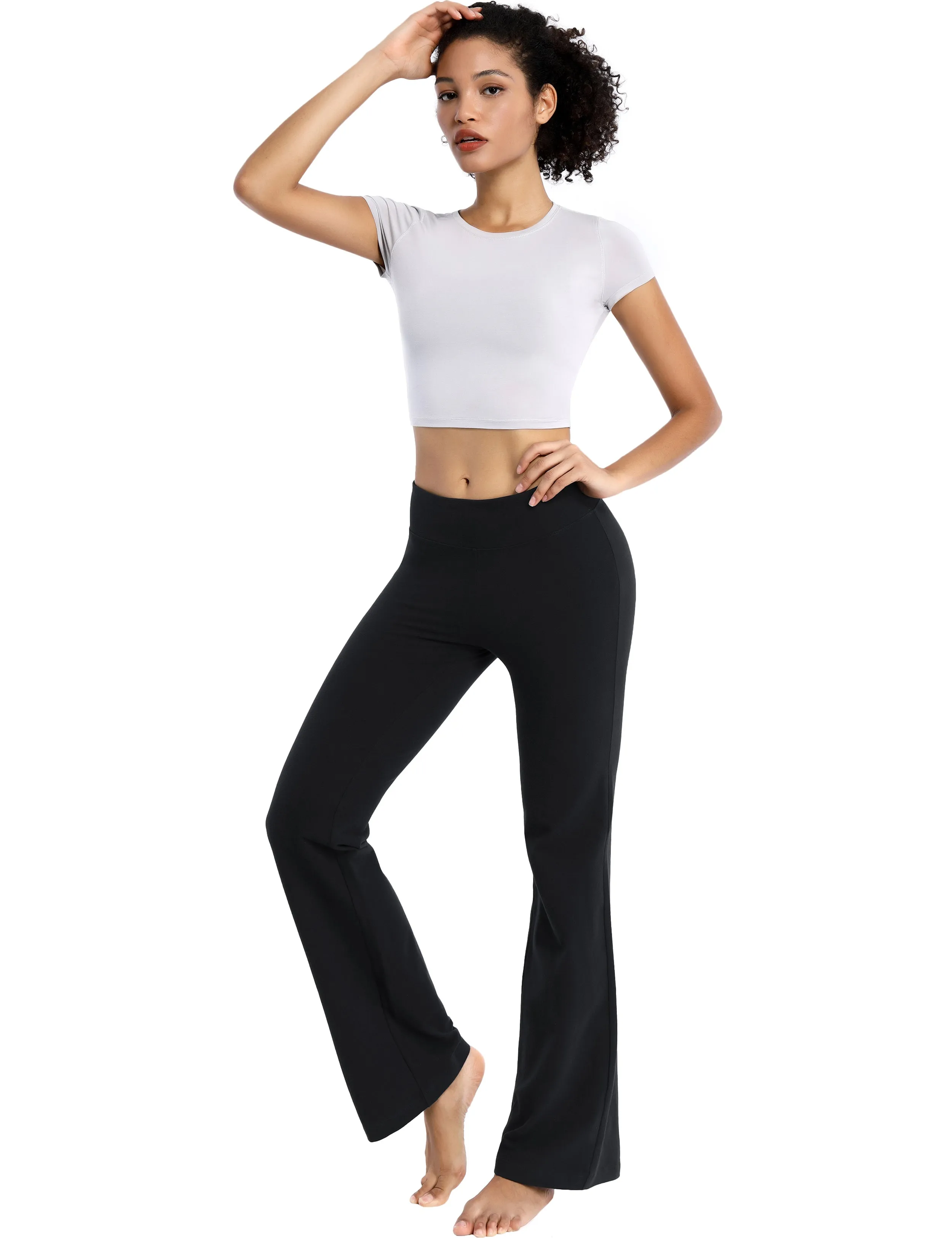 29" 31" 33" 35" Cotton Bootcut Leggings black_Plus Size