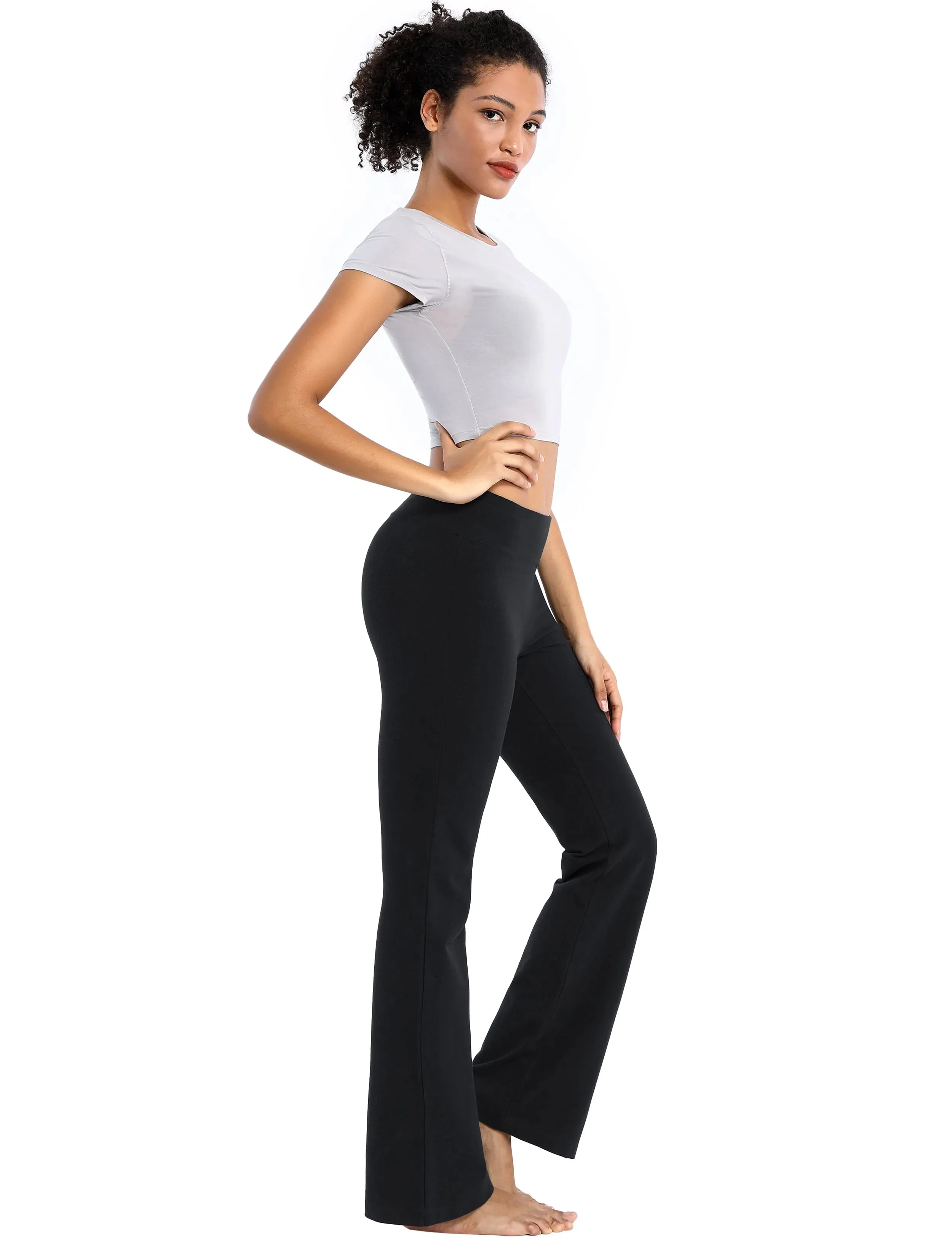 29" 31" 33" 35" Cotton Bootcut Leggings black_yogastudio