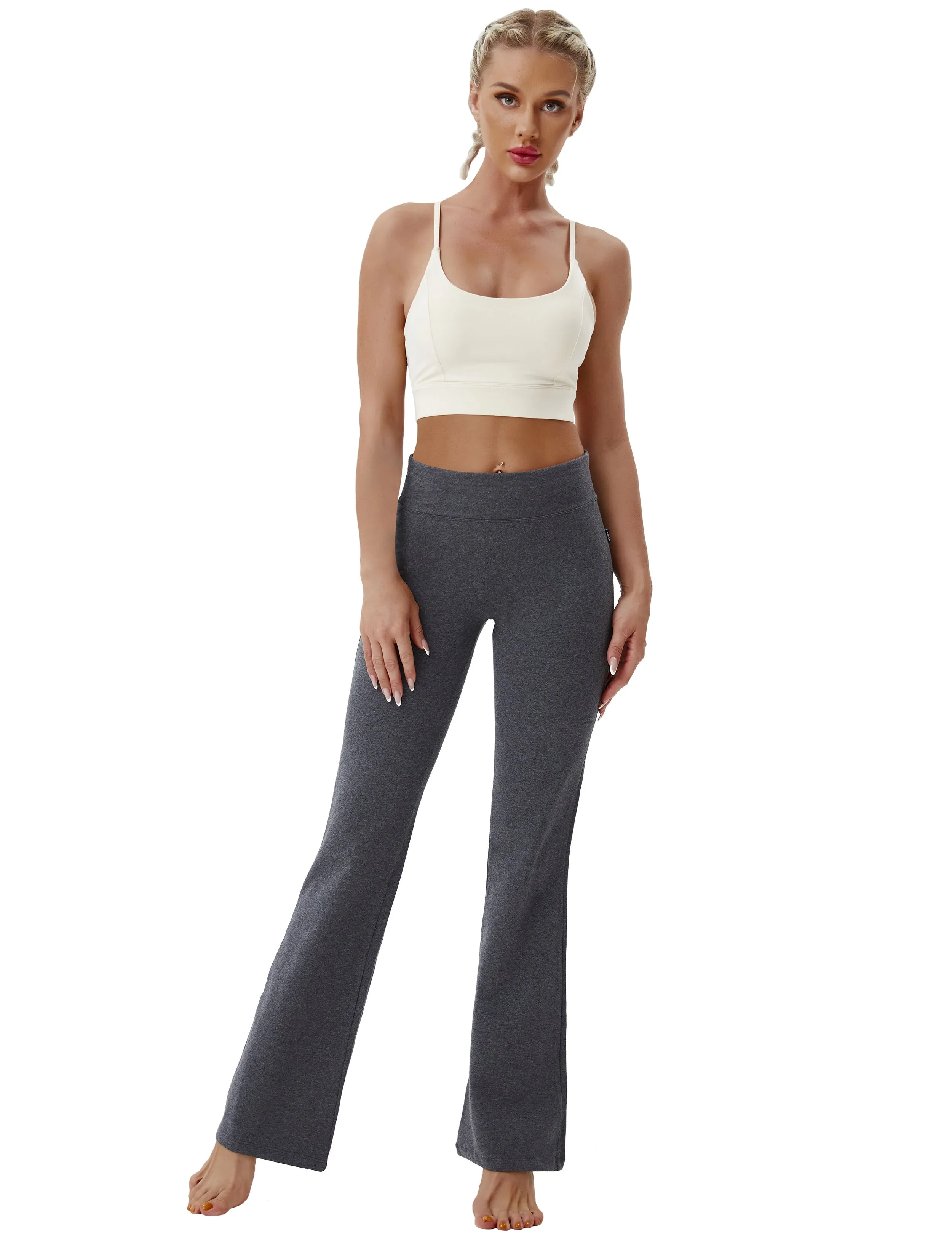 29" 31" 33" 35" Cotton Bootcut Leggings heathercharcoal_Plus Size