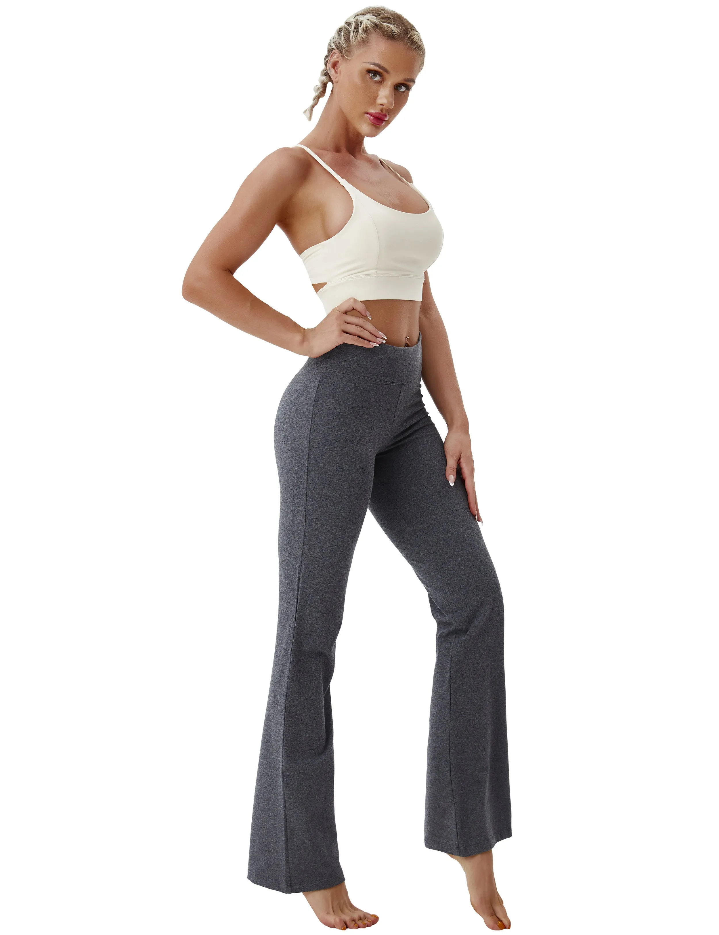 29" 31" 33" 35" Cotton Bootcut Leggings heathercharcoal_Plus Size