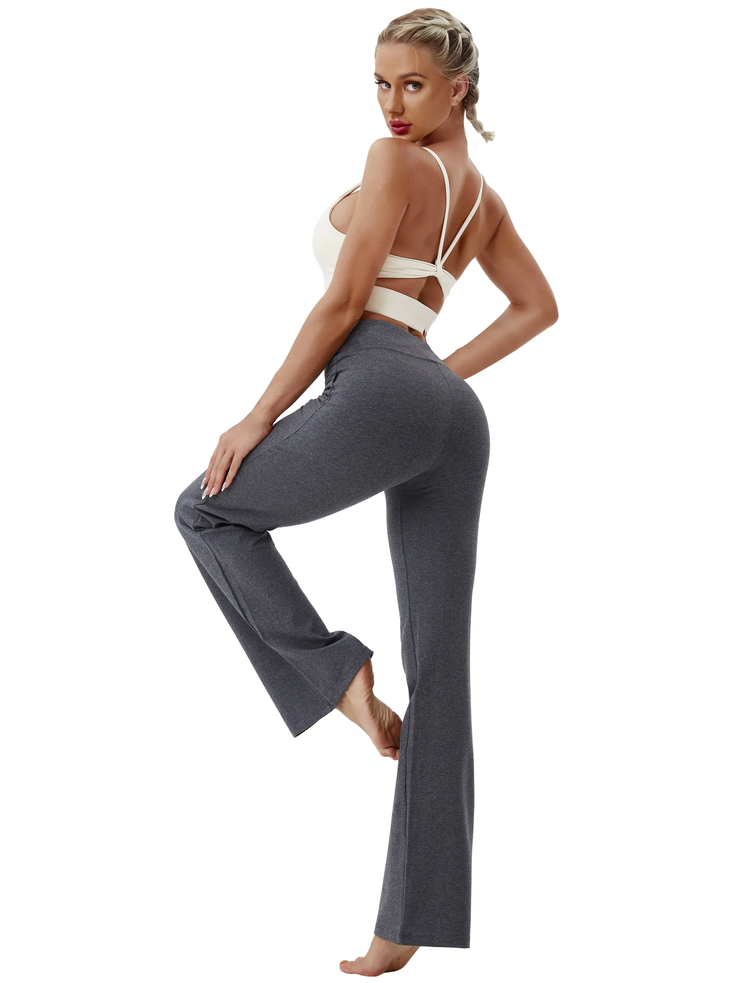 29" 31" 33" 35" Cotton Bootcut Leggings heathercharcoal_Plus Size