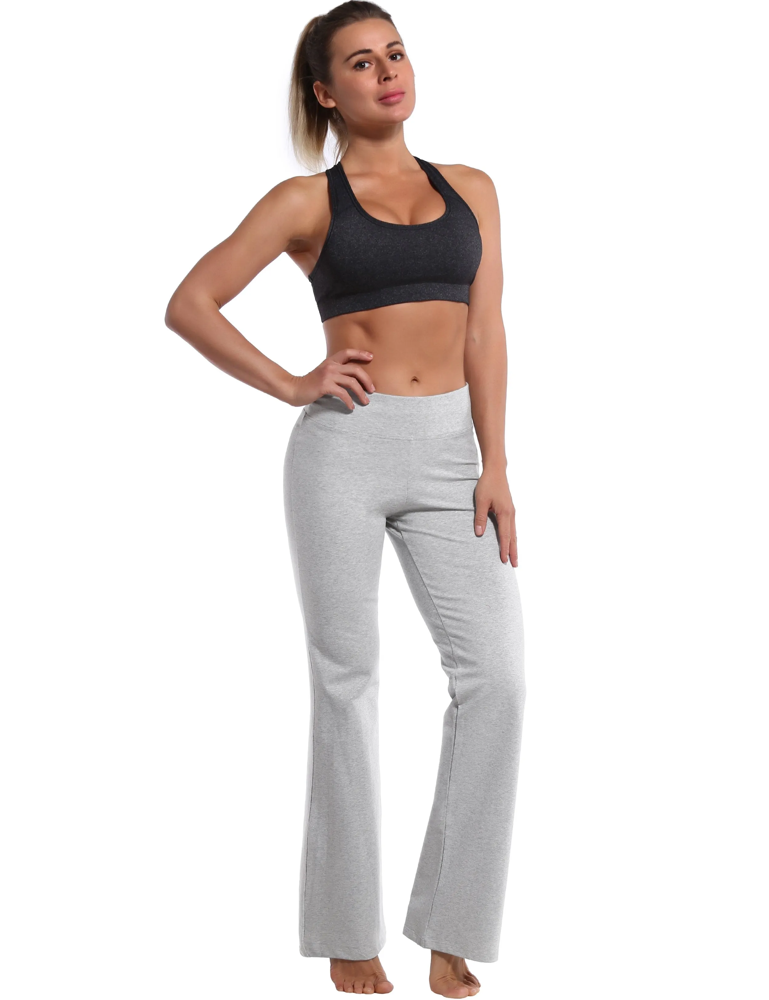 29" 31" 33" 35" Cotton Bootcut Leggings heathergray ins_Pilates