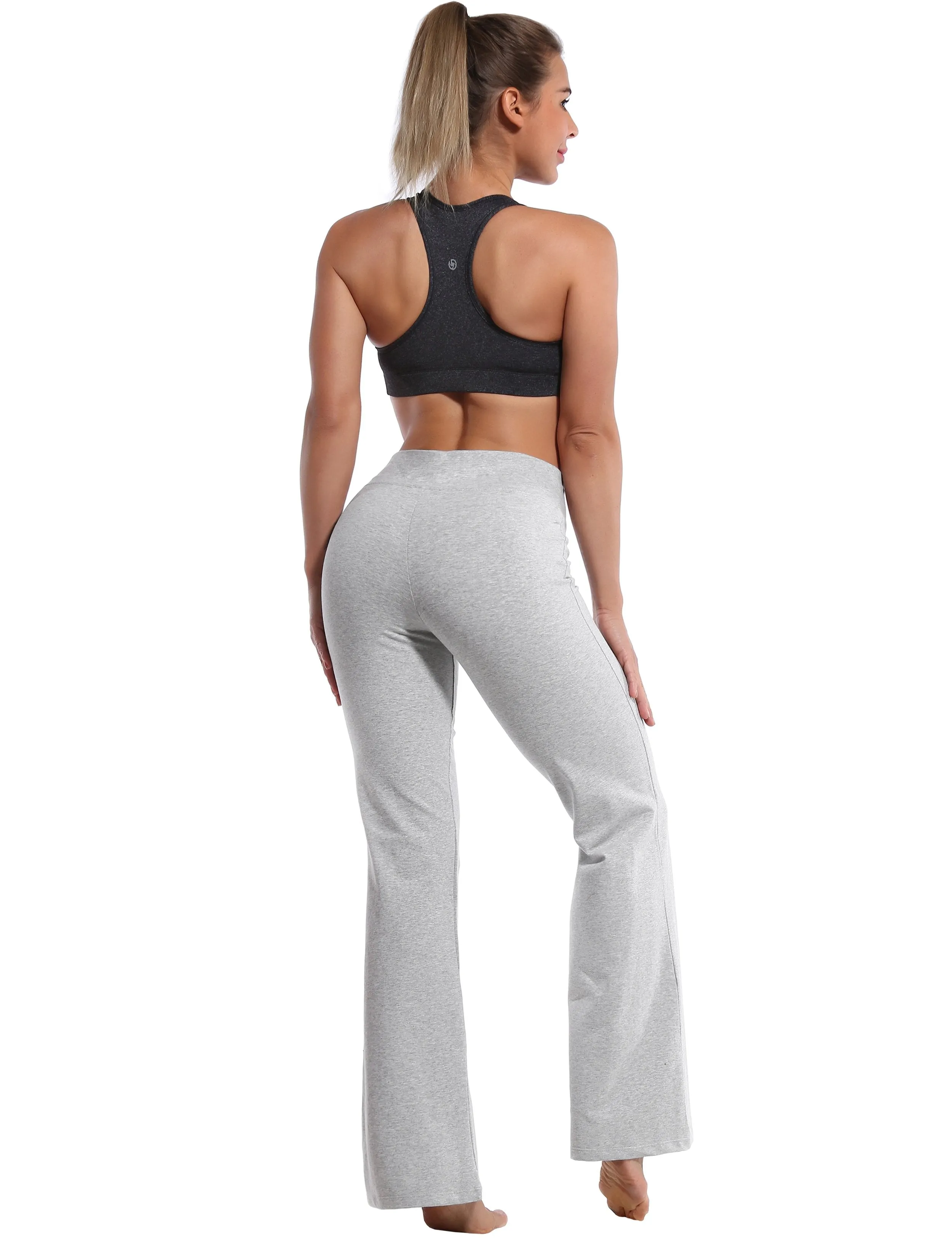 29" 31" 33" 35" Cotton Bootcut Leggings heathergray ins_Pilates