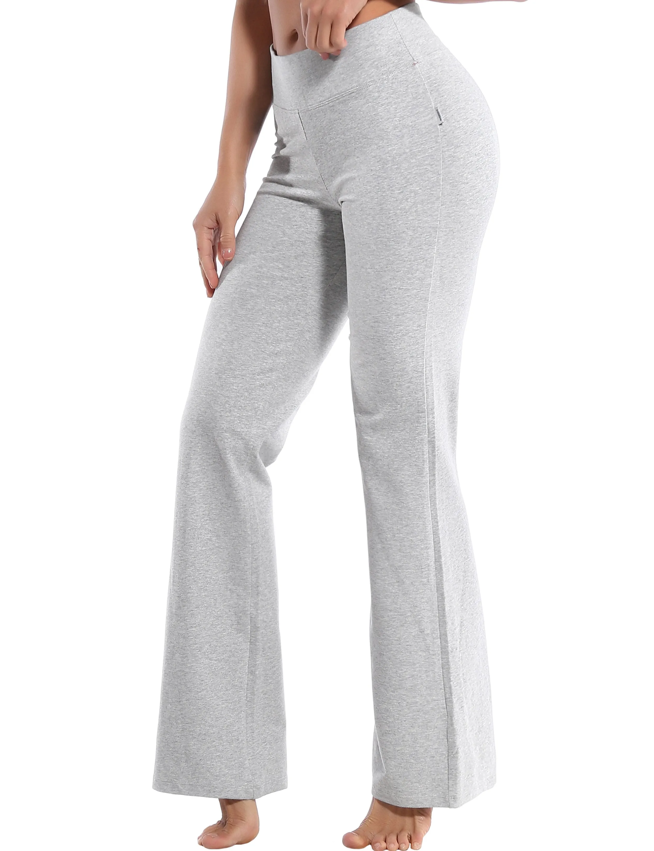 29" 31" 33" 35" Cotton Bootcut Leggings heathergray ins_Pilates