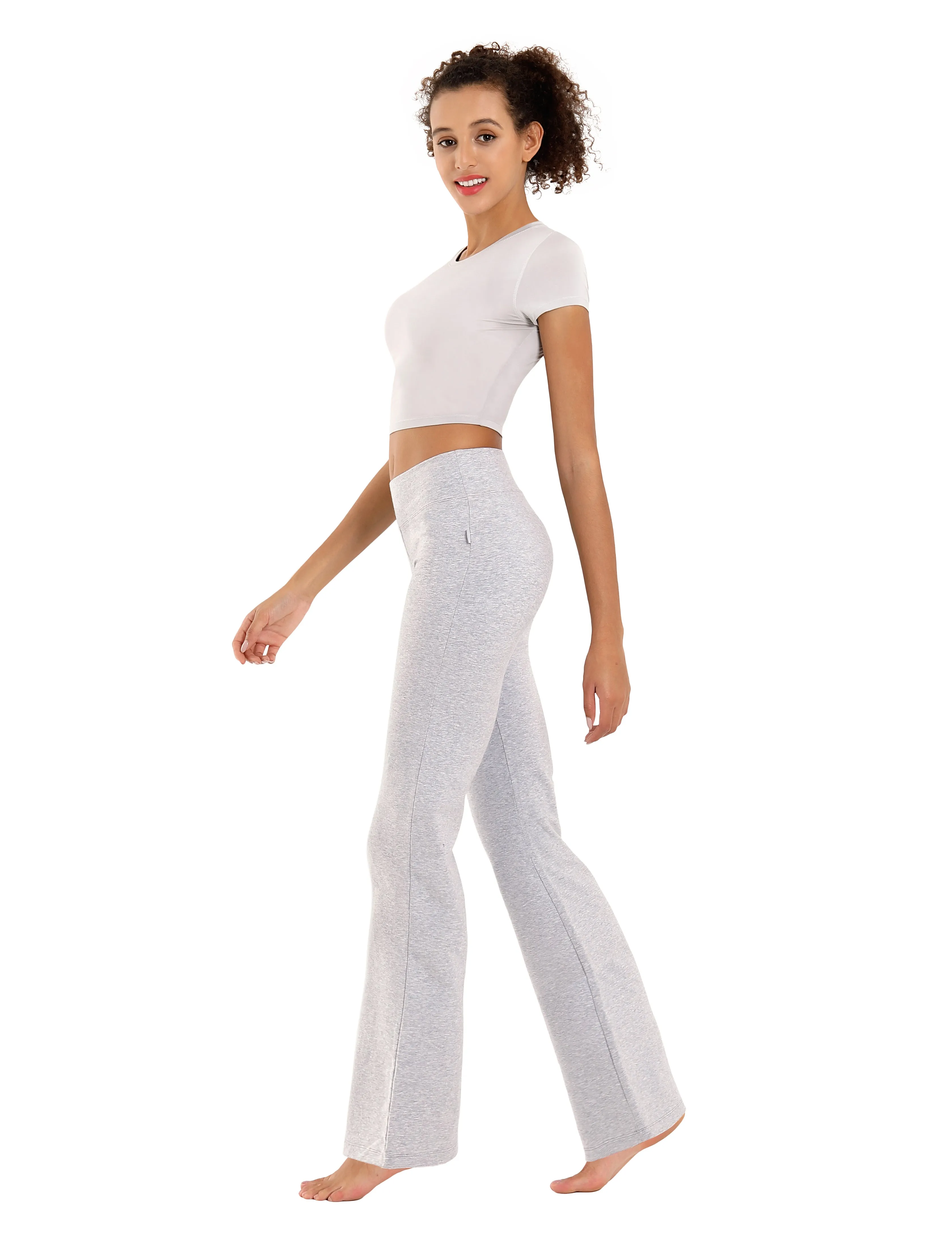 29" 31" 33" 35" Cotton Bootcut Leggings heathergray_Biking