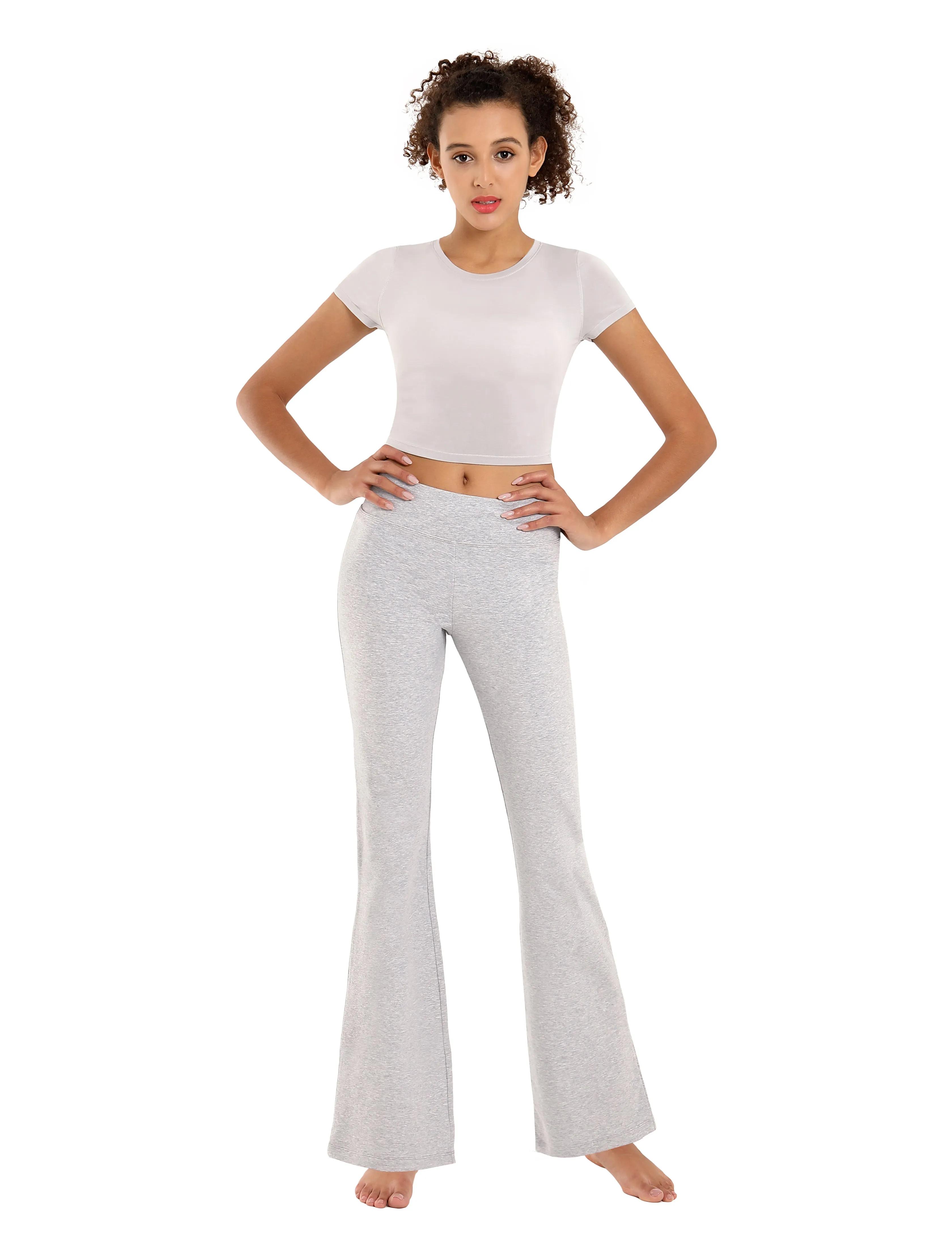 29" 31" 33" 35" Cotton Bootcut Leggings heathergray_Biking