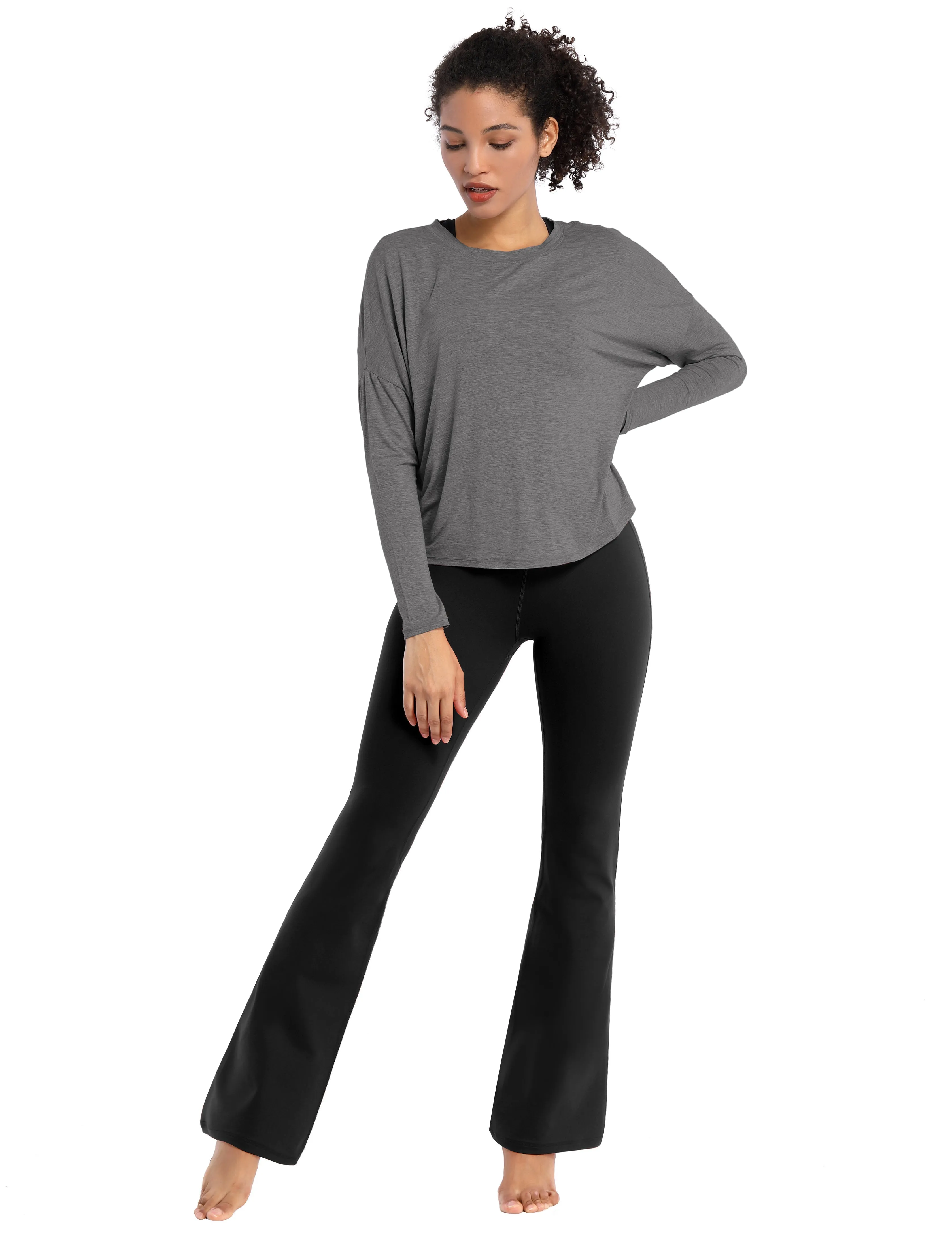 29" 31" 33" 35" Cotton Nylon Bootcut Leggings Black ins_Tall Size