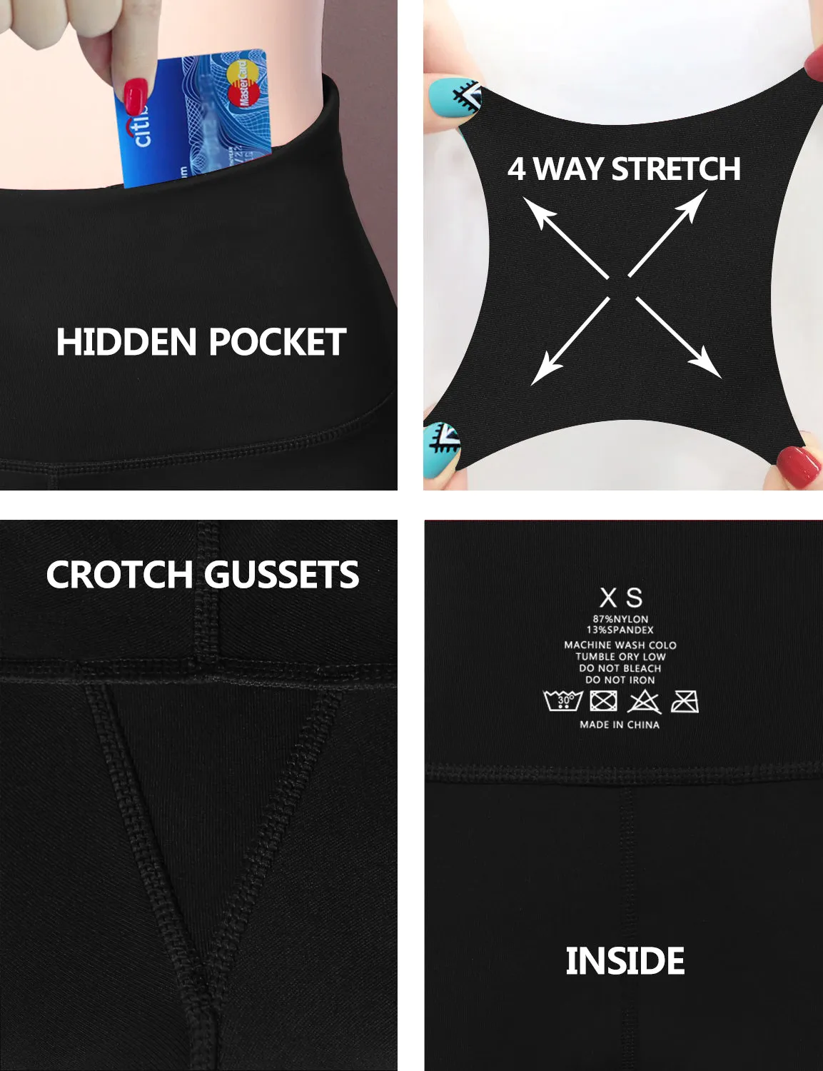 29" 31" 33" 35" Cotton Nylon Bootcut Leggings Black ins_Tall Size