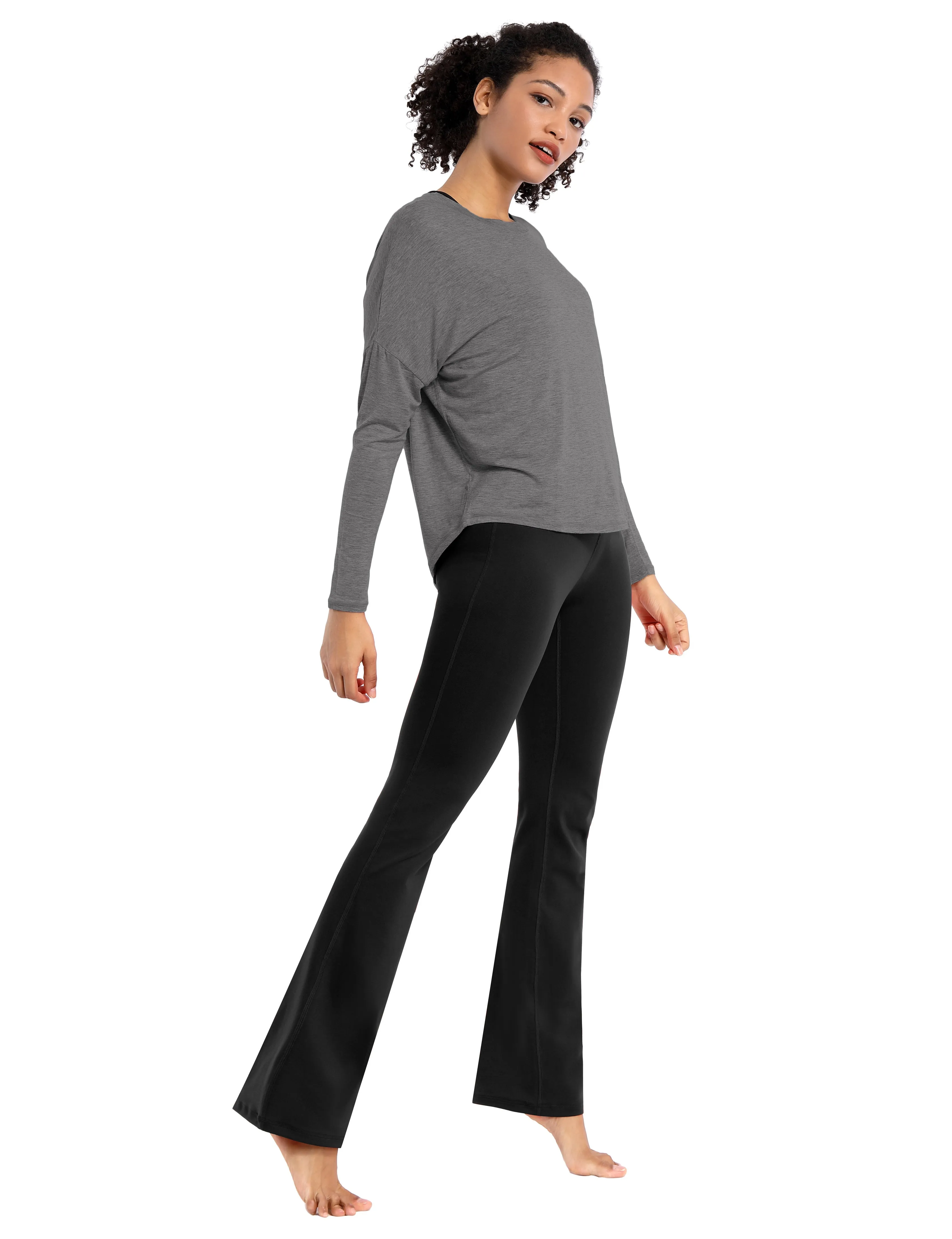 29" 31" 33" 35" Cotton Nylon Bootcut Leggings Black ins_Tall Size