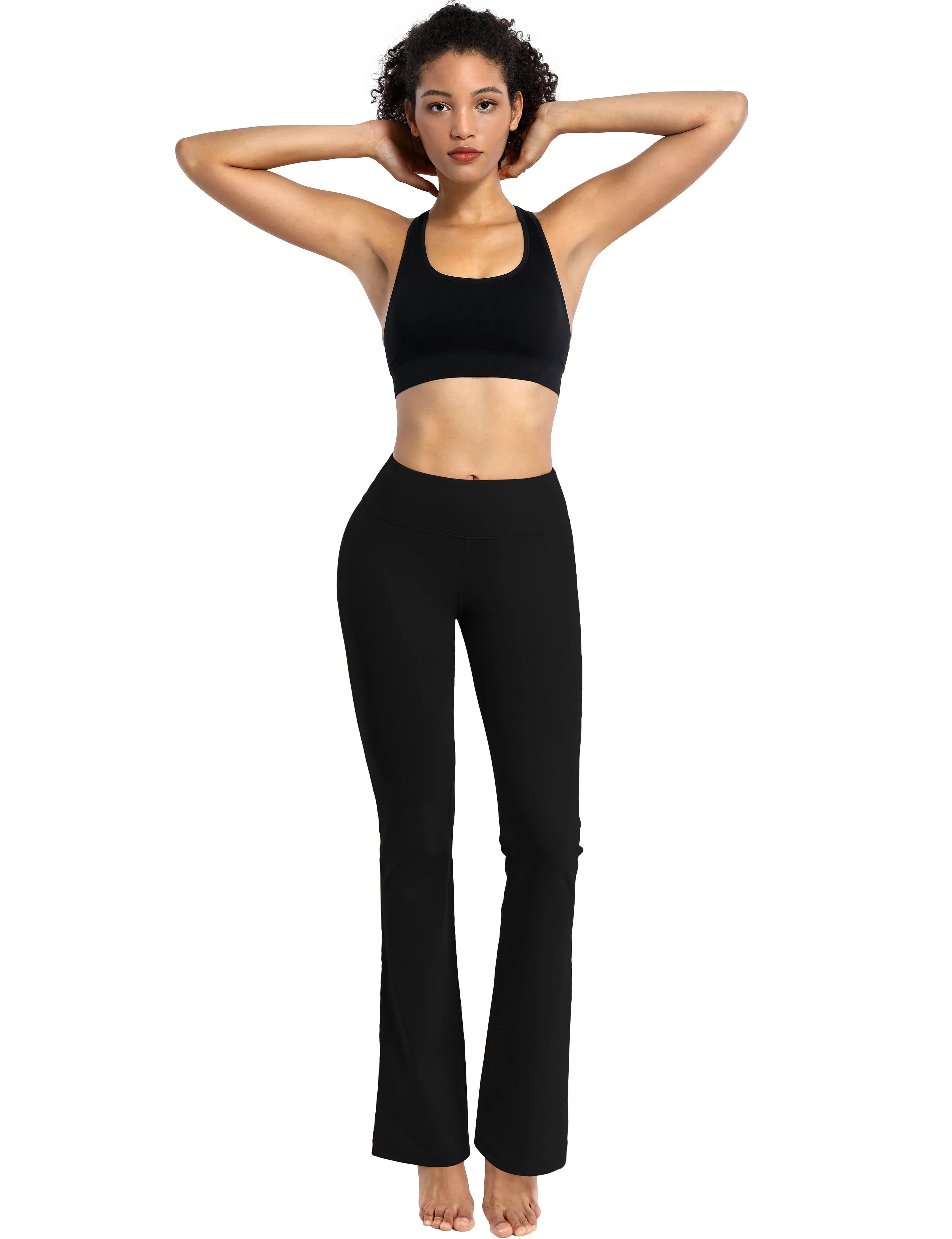 29" 31" 33" 35" Cotton Nylon Bootcut Leggings Black_yogastudio