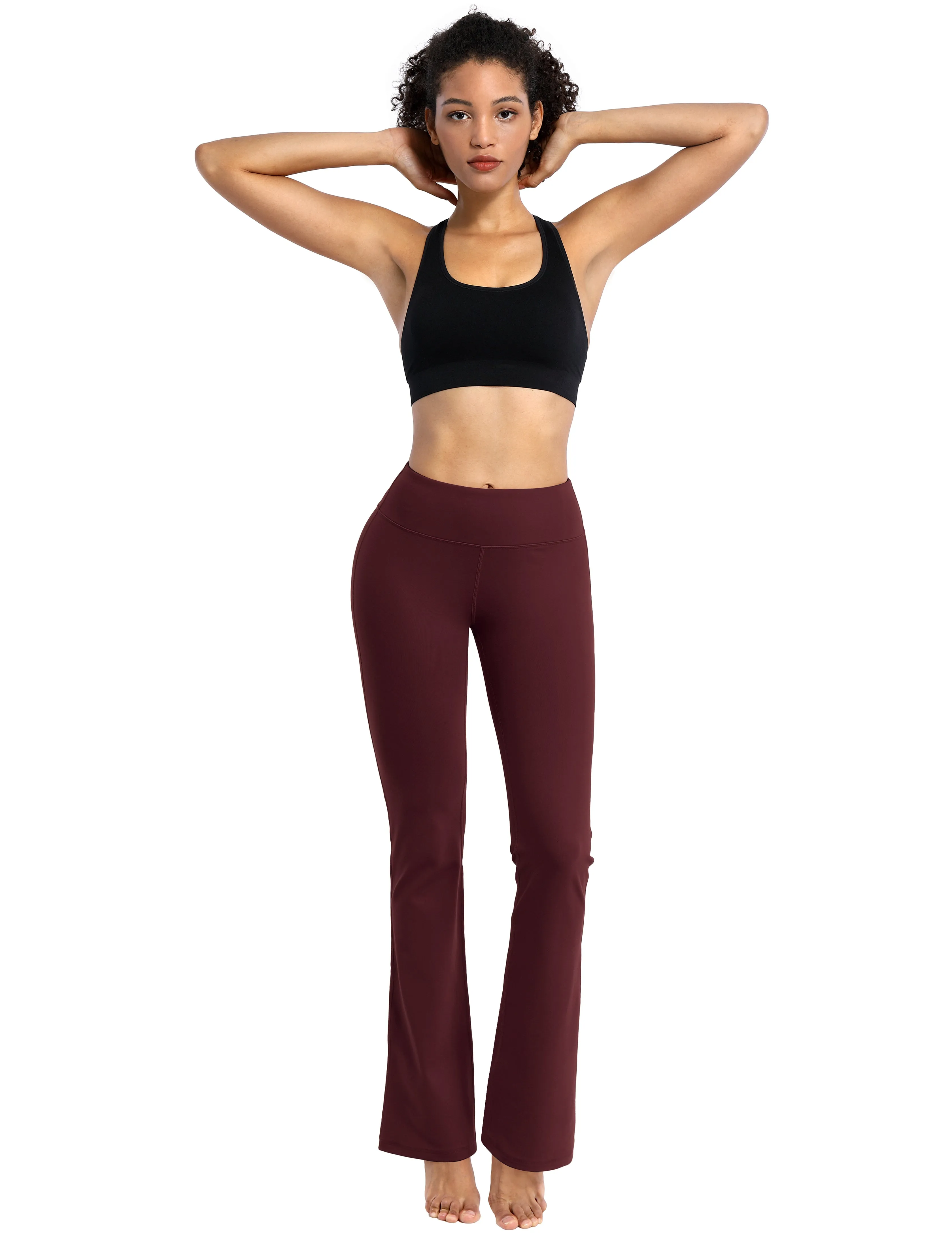 29" 31" 33" 35" Cotton Nylon Bootcut Leggings cherryred_Gym