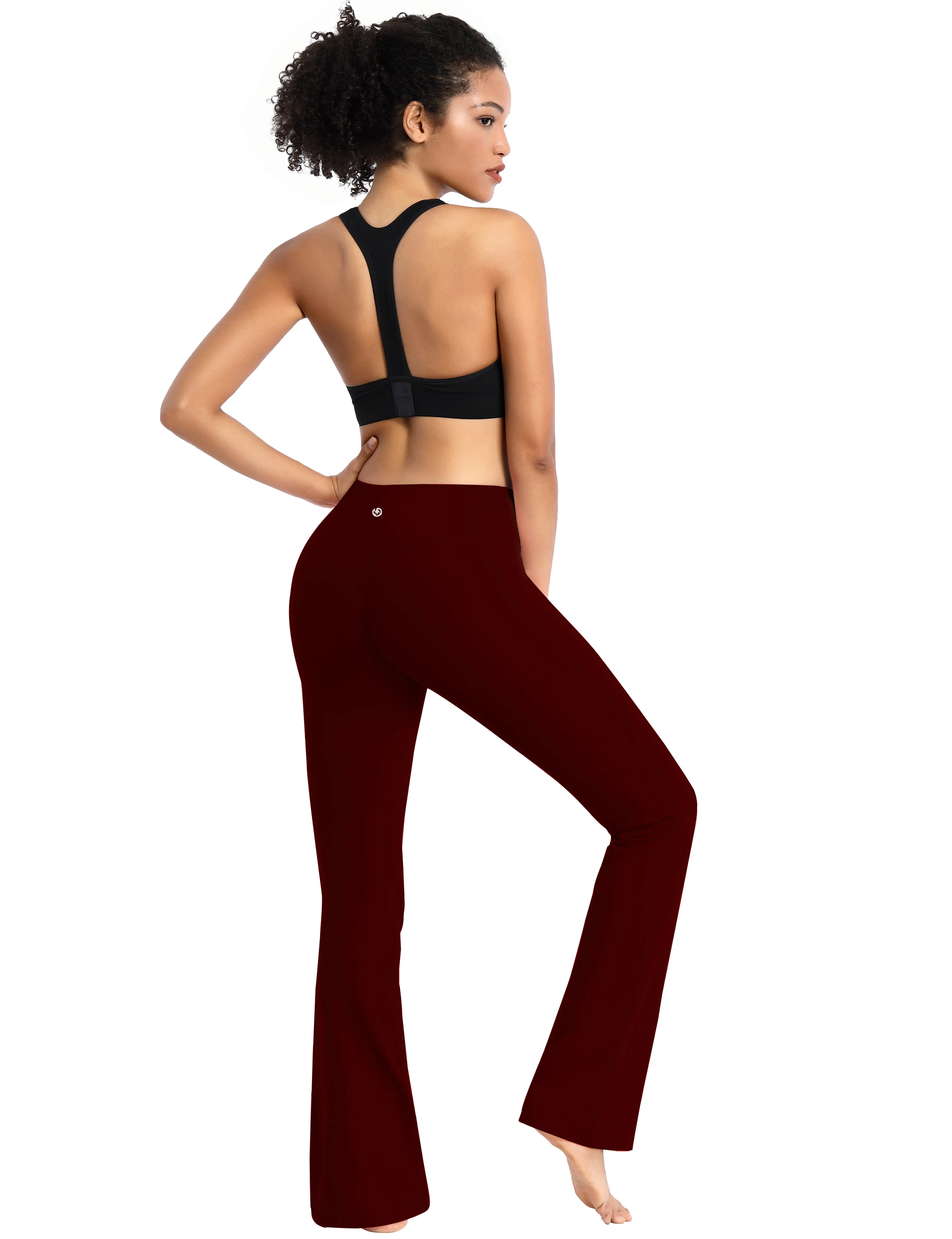 29" 31" 33" 35" Cotton Nylon Bootcut Leggings cherryred_Gym