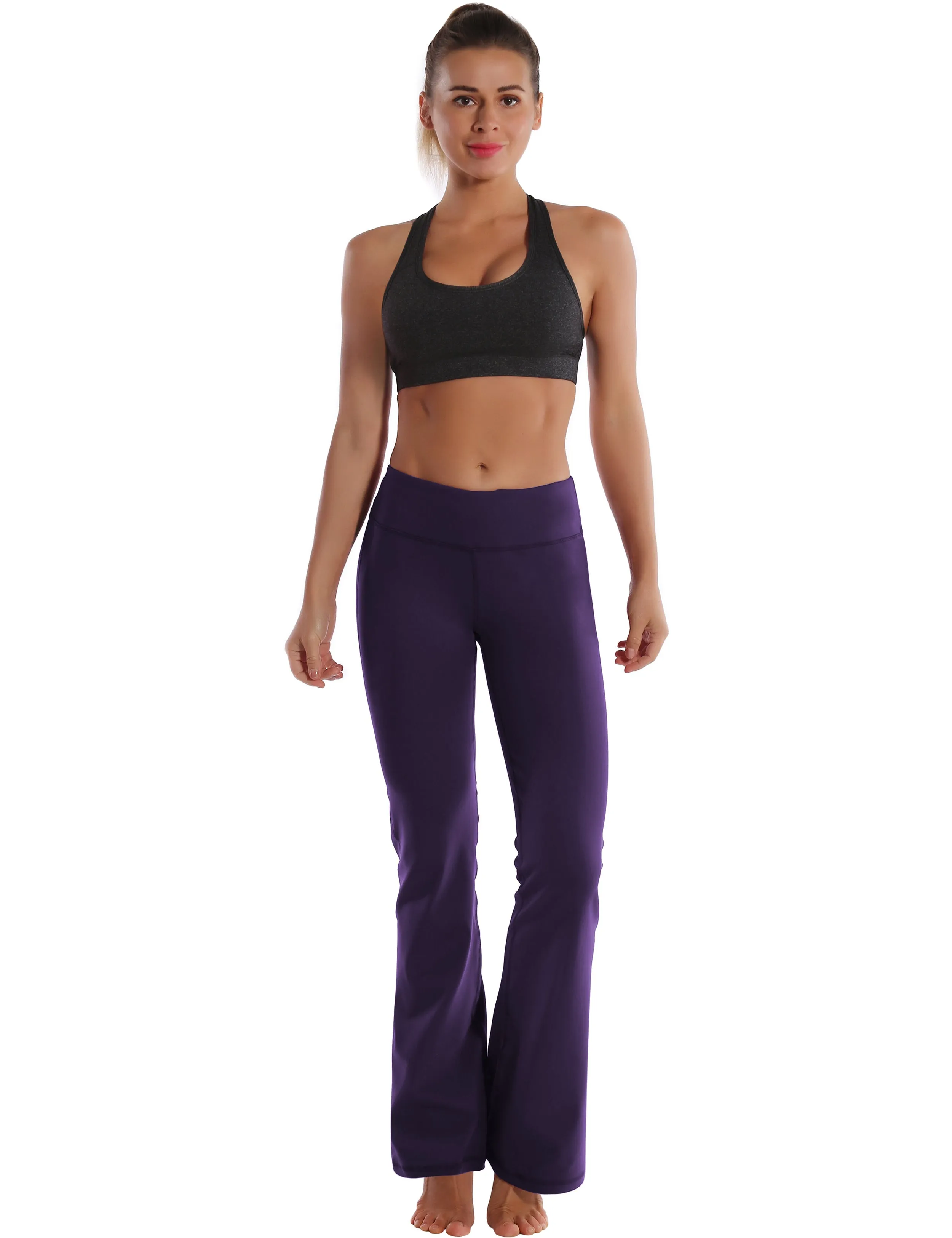 29" 31" 33" 35" Cotton Nylon Bootcut Leggings darkpurple_Tall Size