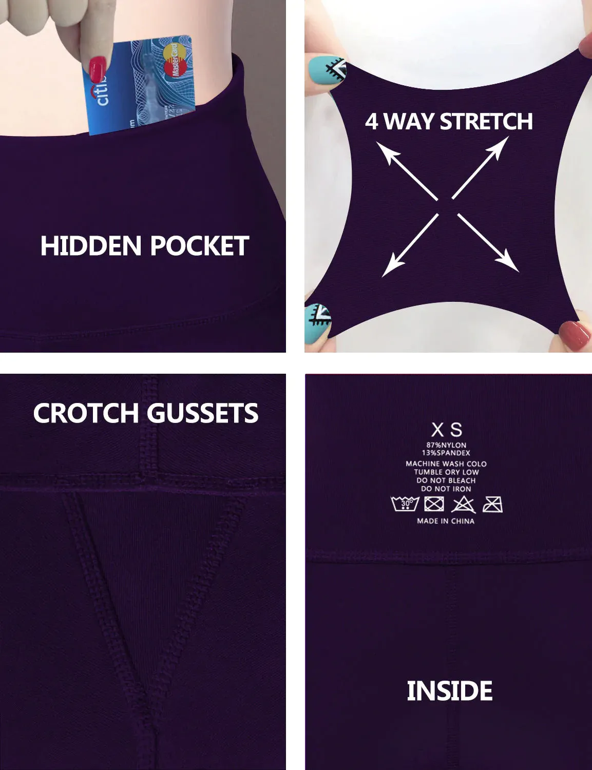 29" 31" 33" 35" Cotton Nylon Bootcut Leggings darkpurple_yogastudio