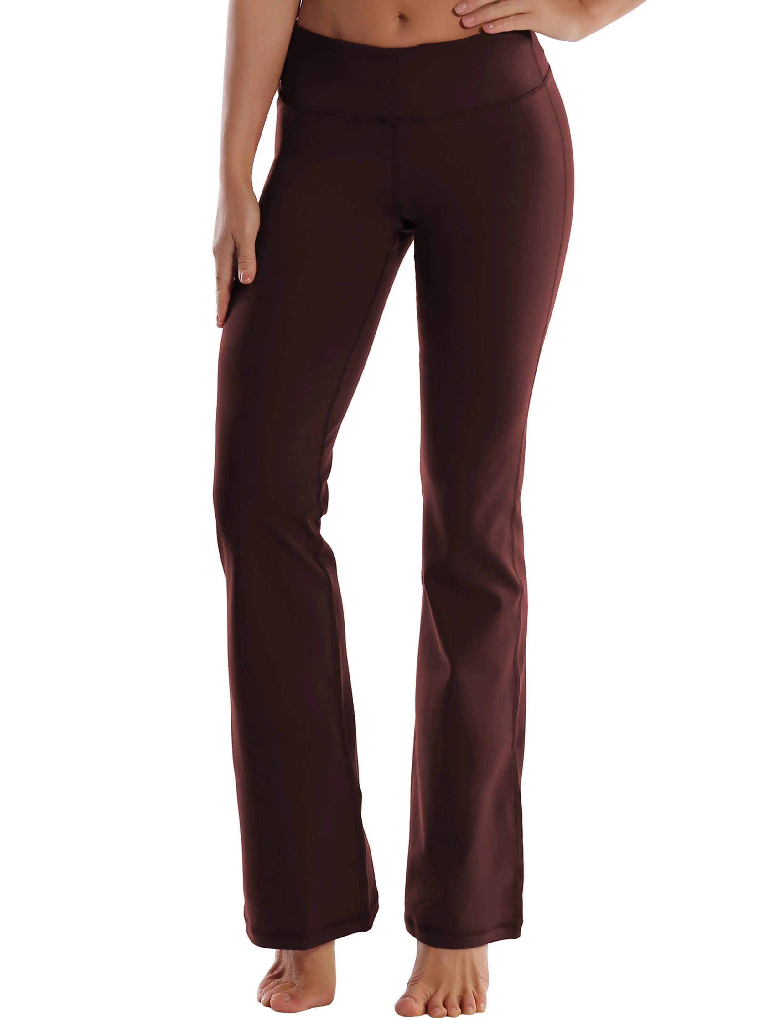 29" 31" 33" 35" Cotton Nylon Bootcut Leggings mahoganymaroon_Plus Size