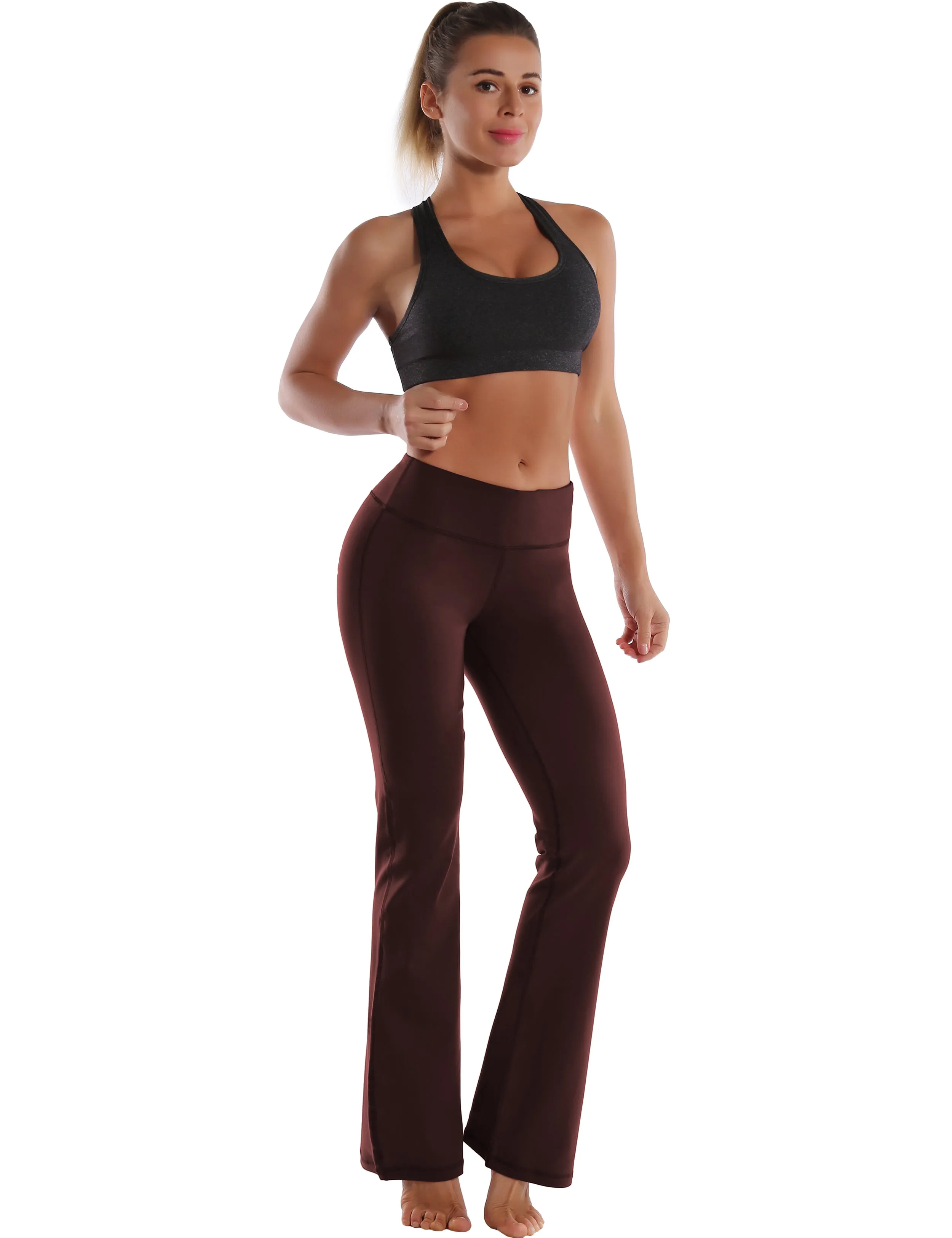 29" 31" 33" 35" Cotton Nylon Bootcut Leggings mahoganymaroon_Plus Size
