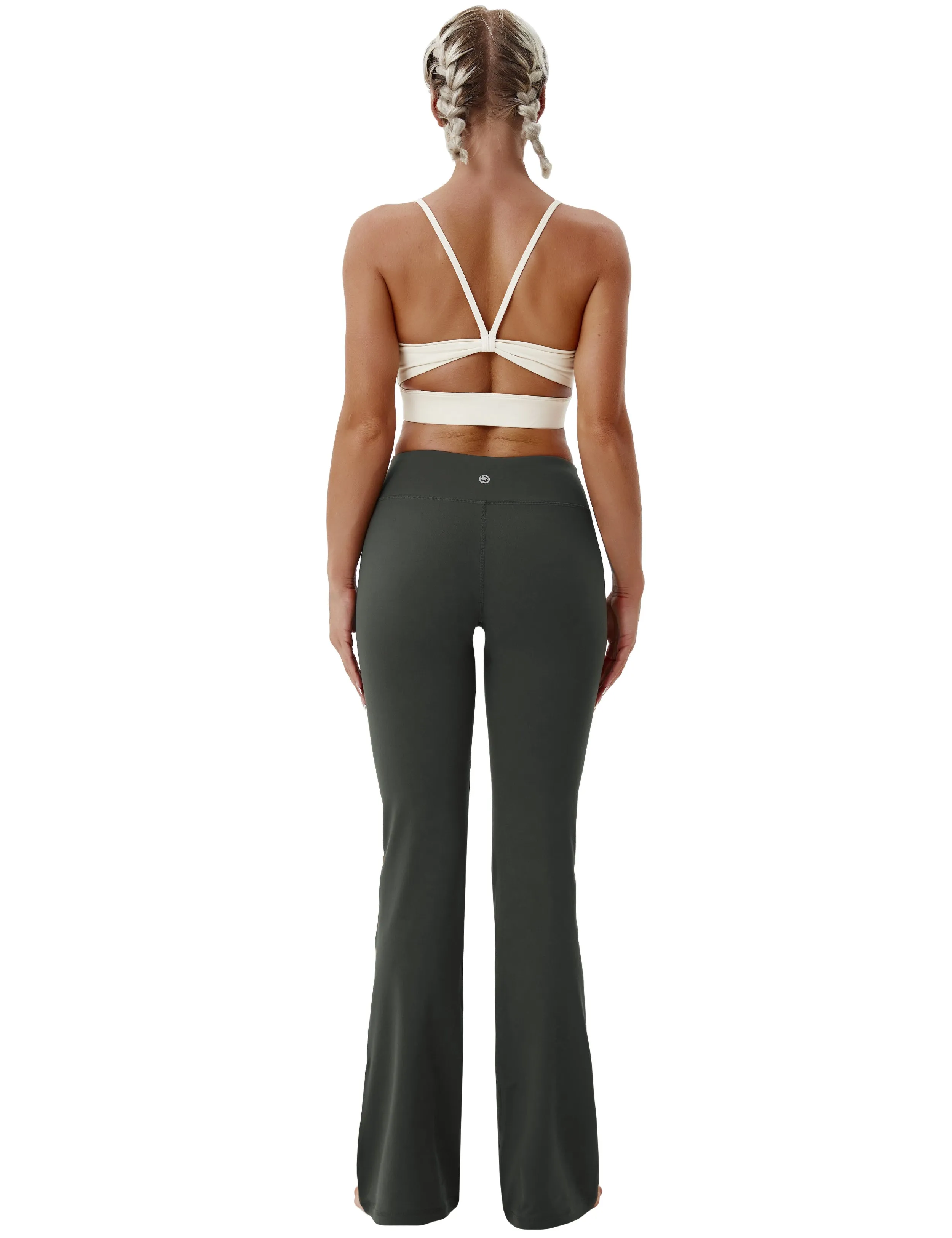 29" 31" 33" 35" Cotton Nylon Bootcut Leggings olivegray_Gym