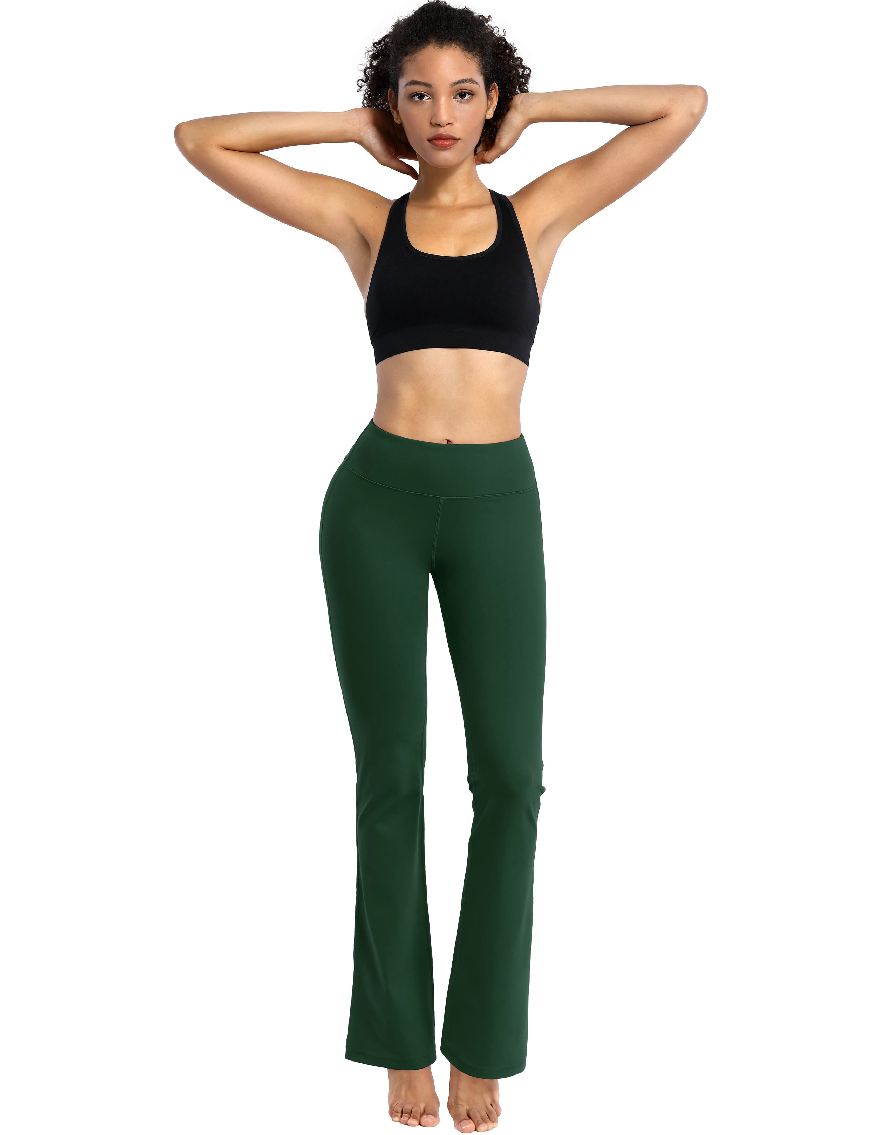29" 31" 33" 35" Cotton Nylon Bootcut Leggings olivegreen_Plus Size