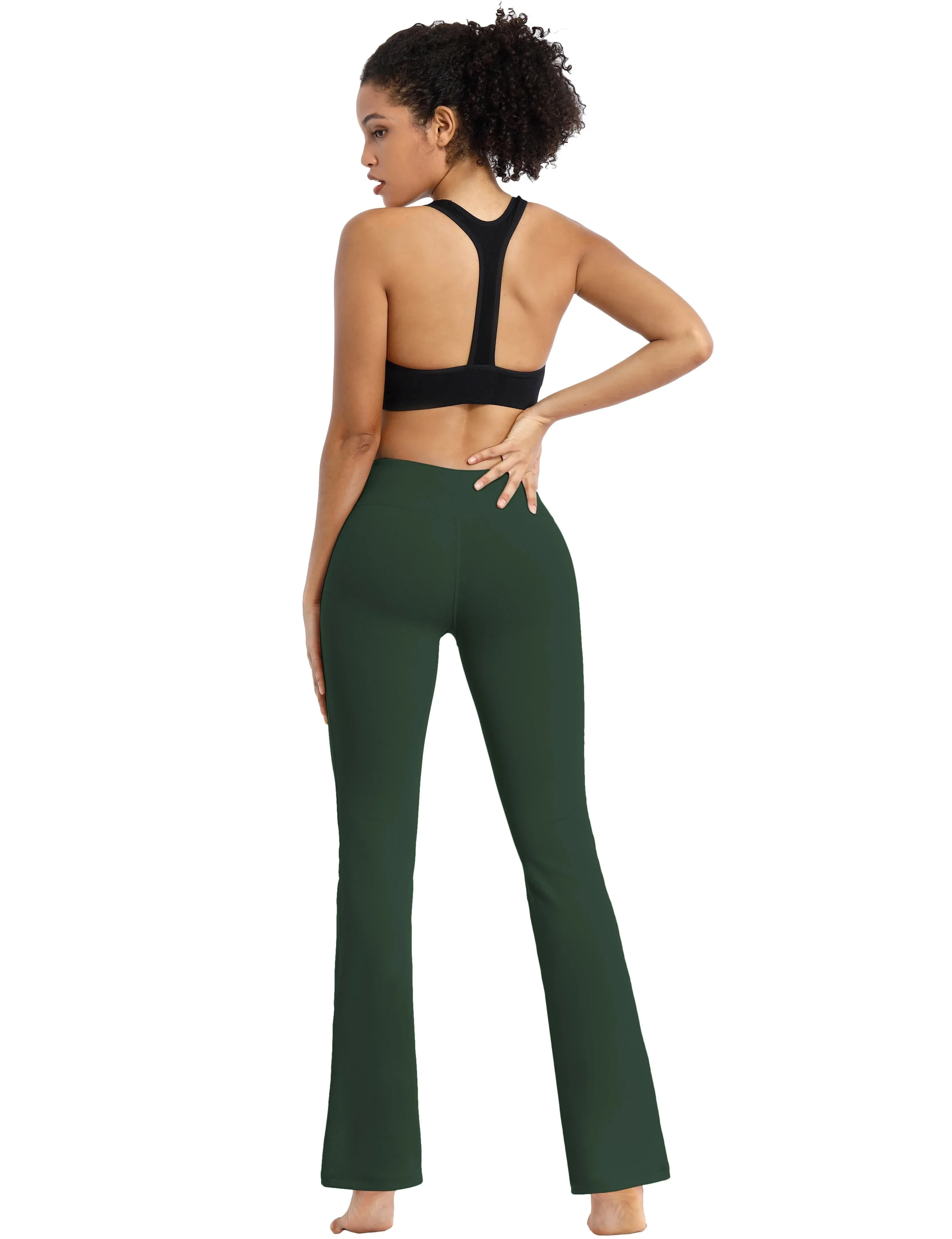 29" 31" 33" 35" Cotton Nylon Bootcut Leggings olivegreen_yogastudio