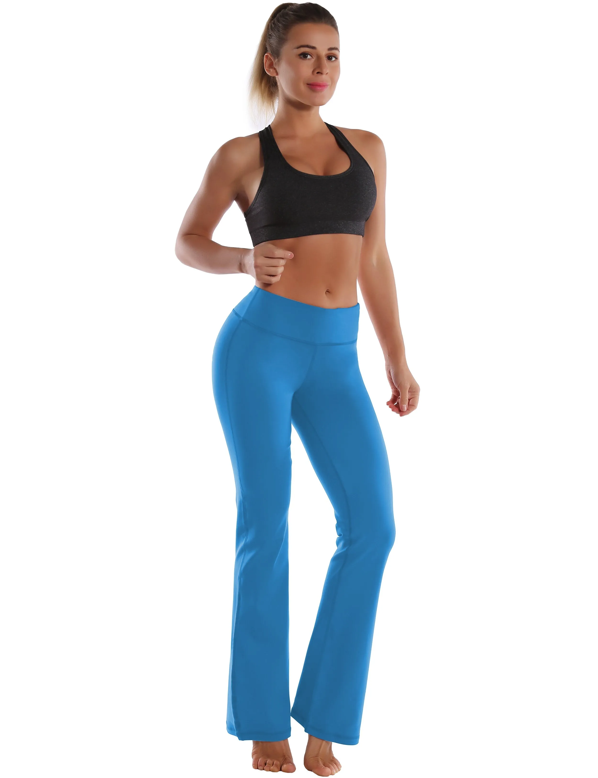 29" 31" 33" 35" Cotton Nylon Bootcut Leggings peacockblue_Plus Size