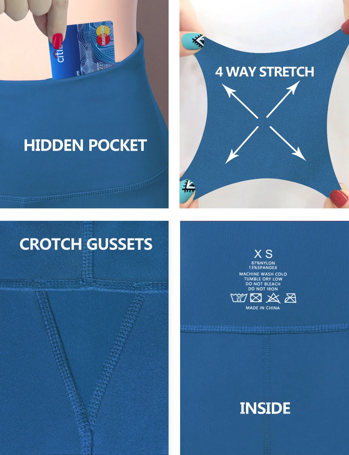 29" 31" 33" 35" Cotton Nylon Bootcut Leggings peacockblue_Plus Size