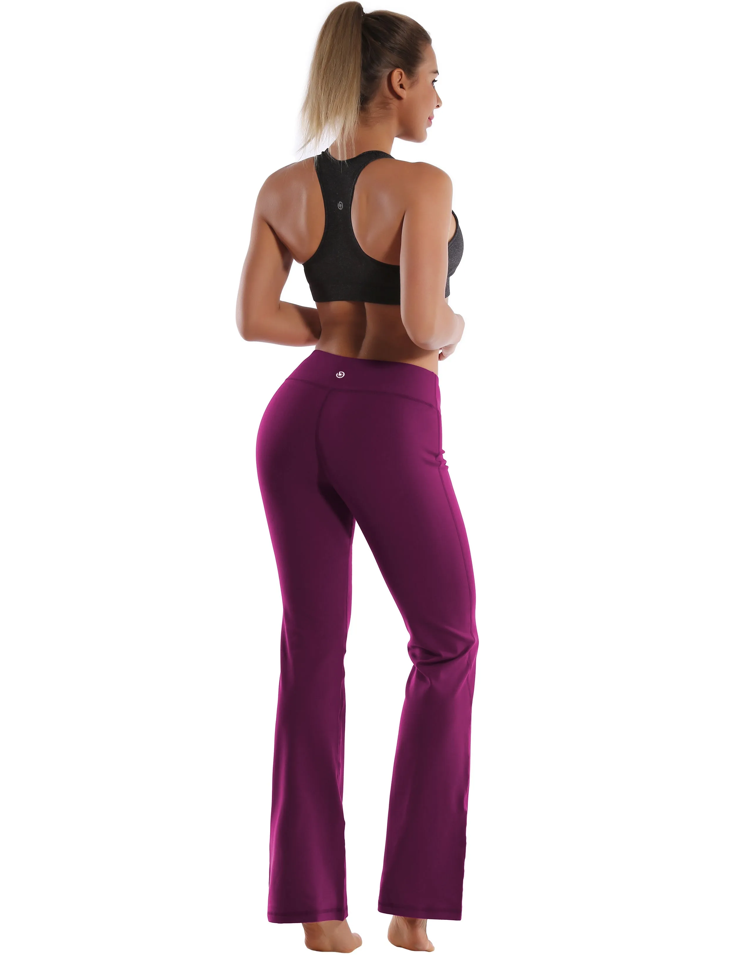 29" 31" 33" 35" Cotton Nylon Bootcut Leggings plum_Plus Size