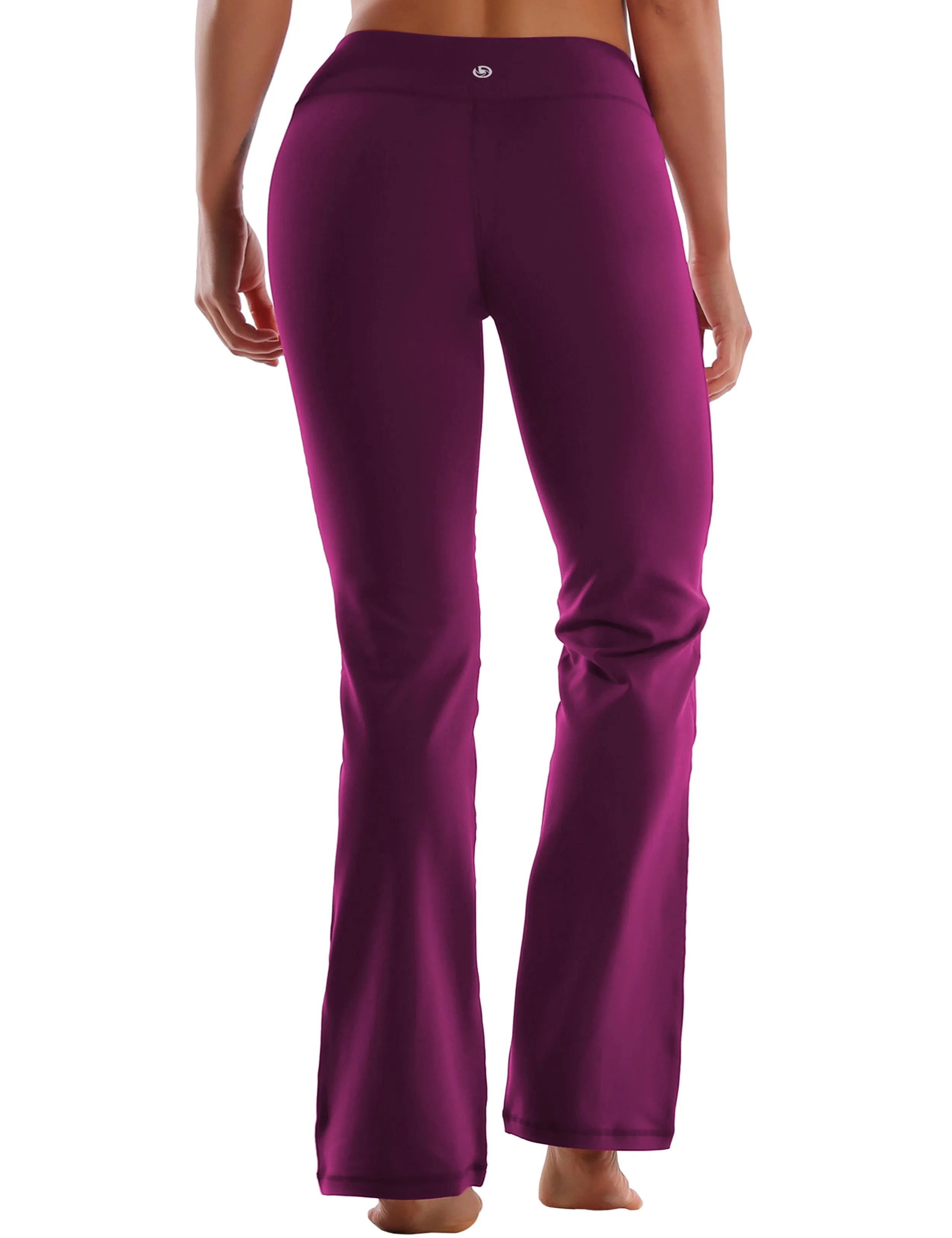 29" 31" 33" 35" Cotton Nylon Bootcut Leggings plum_Plus Size